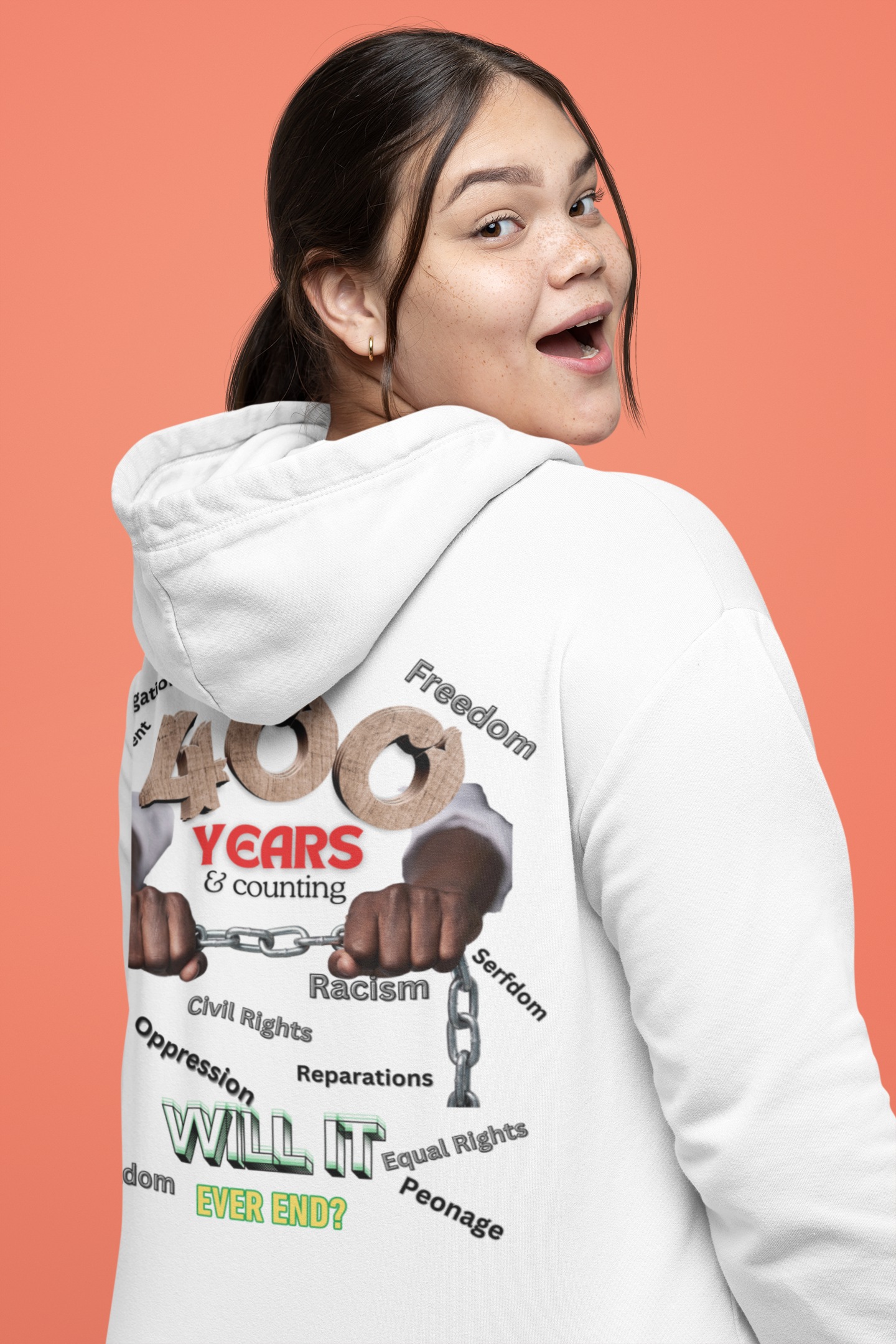 400 Years: Will It Ever End? Unisex Champion Hoodie, Black History Month, CRT, History Can't Be Erased, product thumbnail image