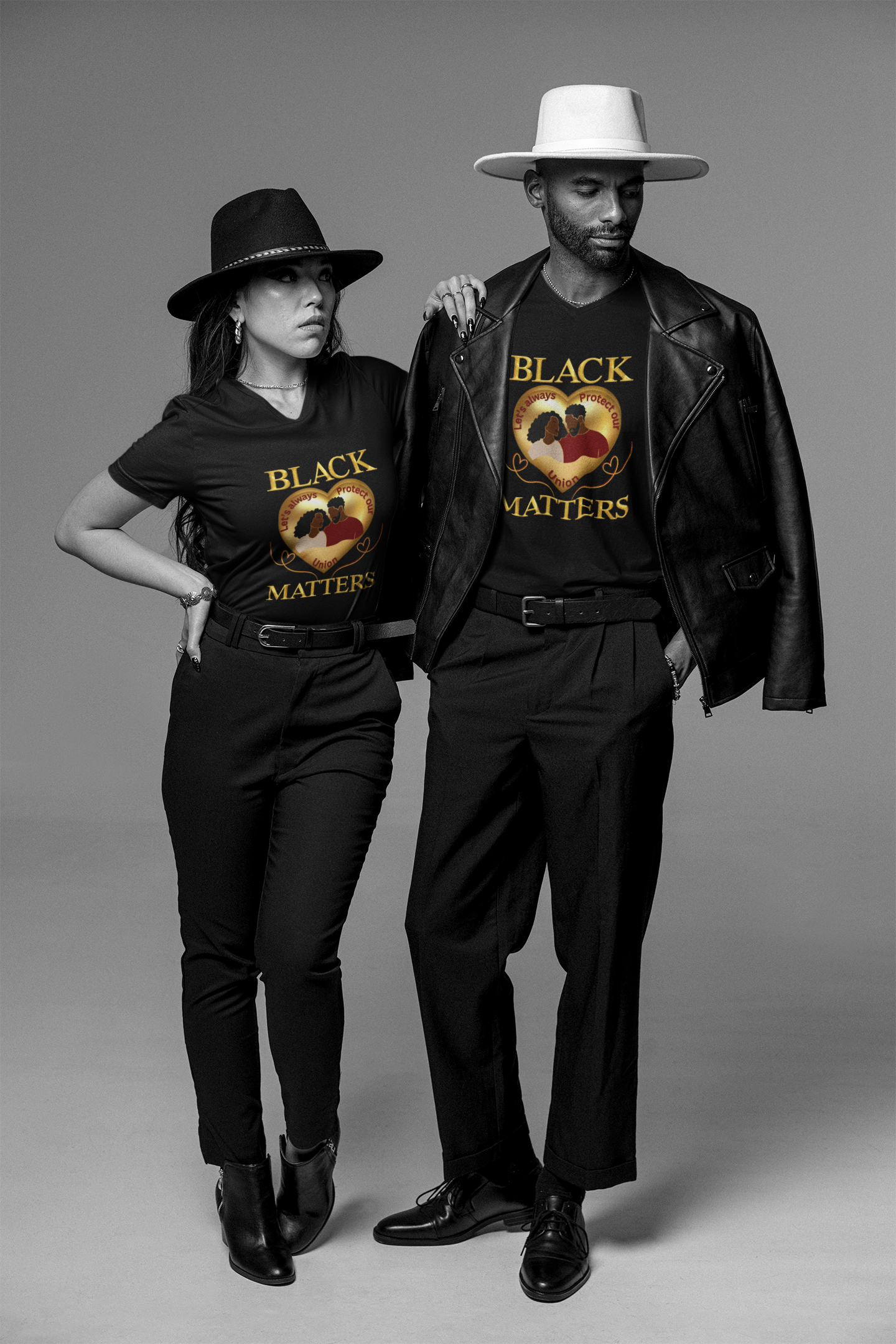 Black Love Matters, BLM T-shirts, Black History Shirts, Valentine Couples T-Shirts, Couples T-shirt with a Golden Heart, Matching T-Shirts