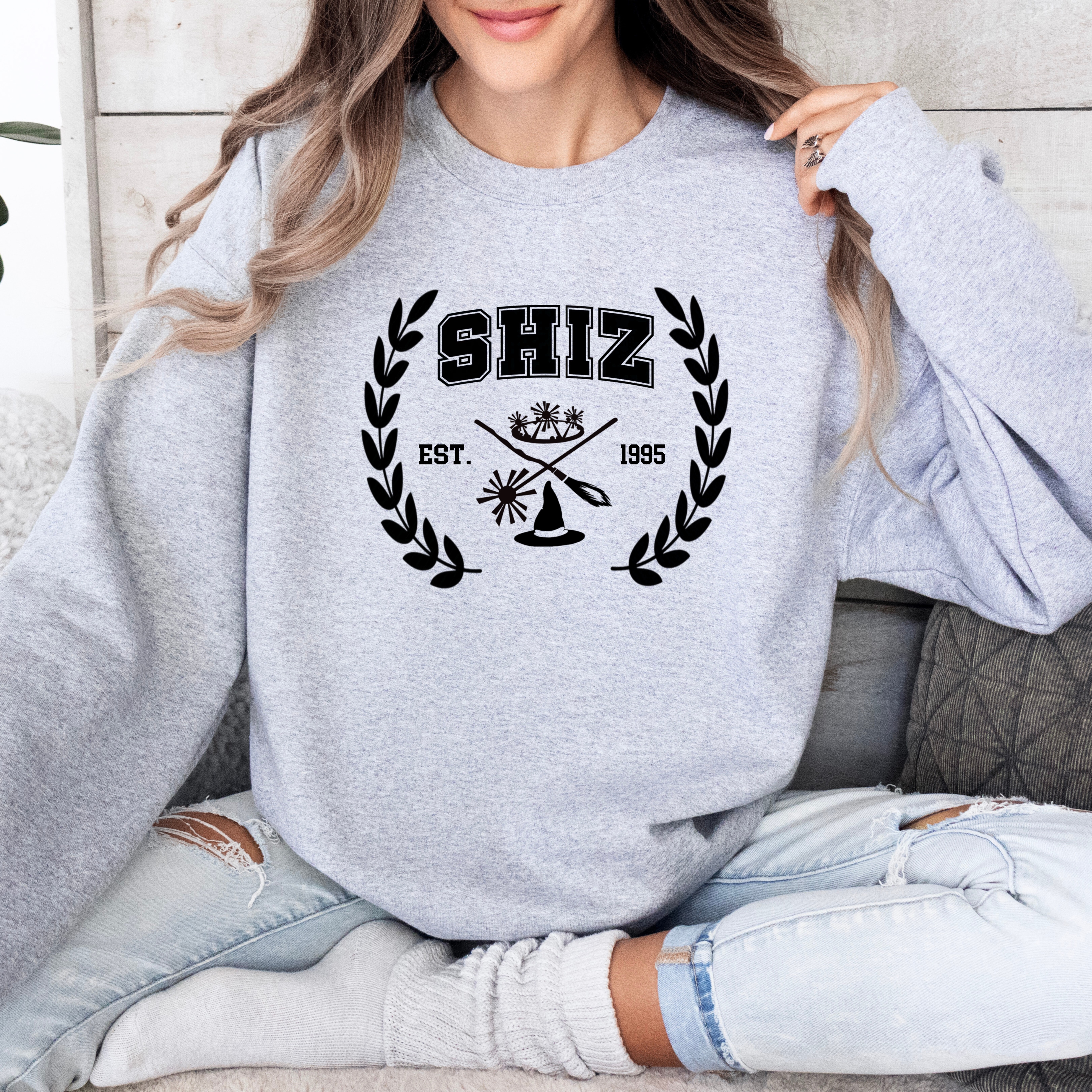 Wicked Shiz University College Sweatshirt, Wicked The Musical Movie, Elphaba and Galinda, Wicked Gift, Wizard of Oz Sweater, Defying Gravity product thumbnail image