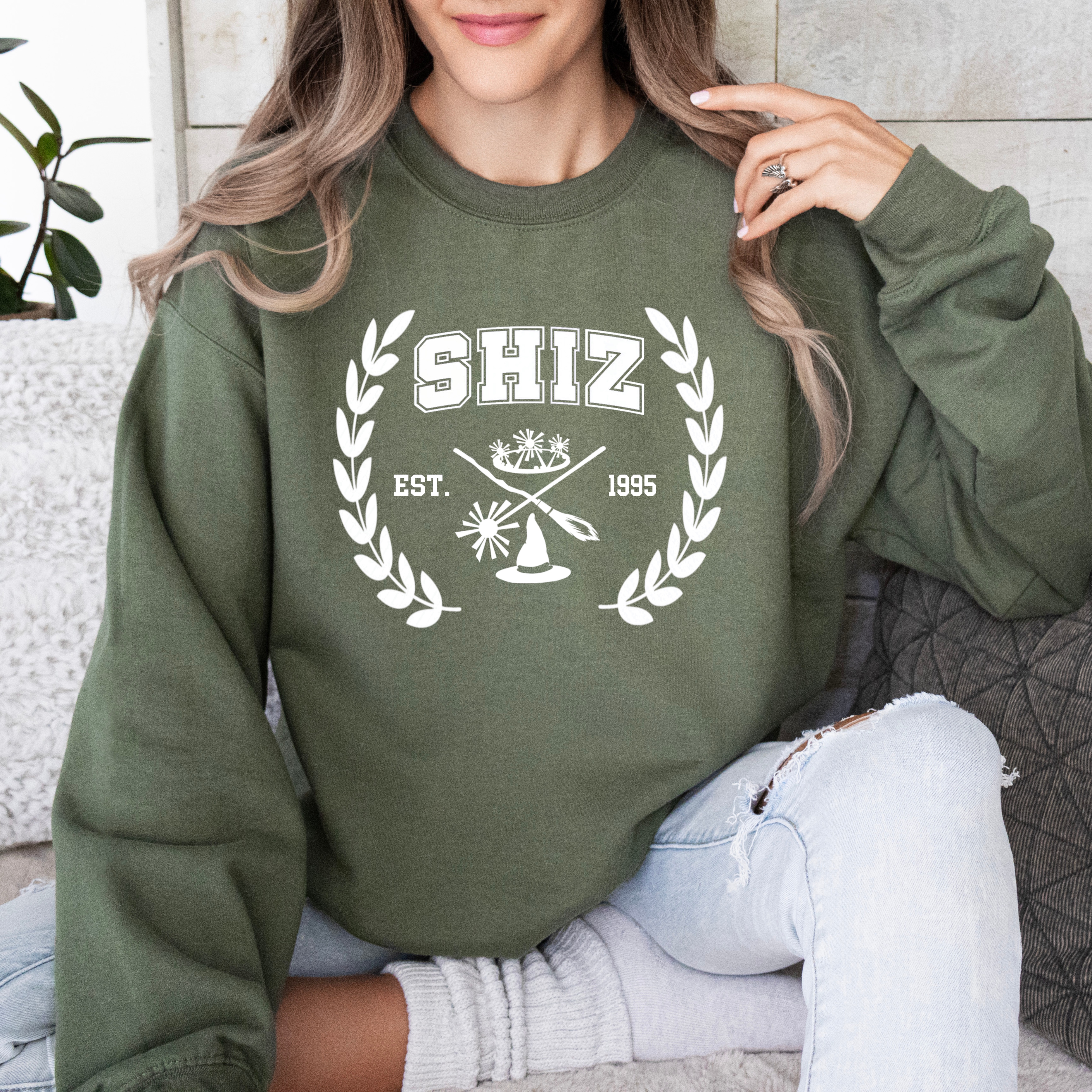 Wicked Shiz University College Sweatshirt, Wicked The Musical Movie, Elphaba and Galinda, Wicked Gift, Wizard of Oz Sweater, Defying Gravity product thumbnail image
