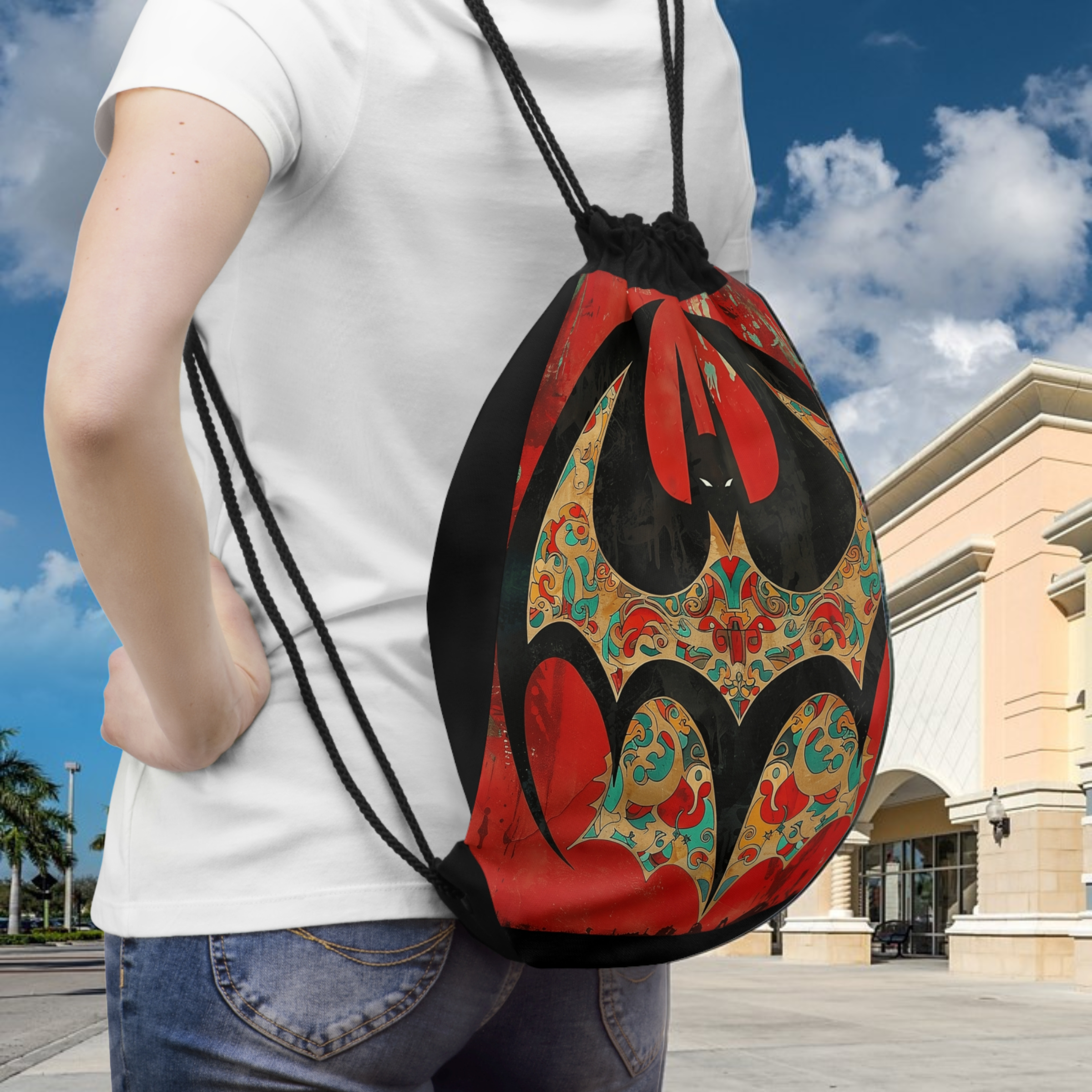 Bat Silhouette Drawstring Bag product thumbnail image Bat Silhouette Drawstring Bag product thumbnail image