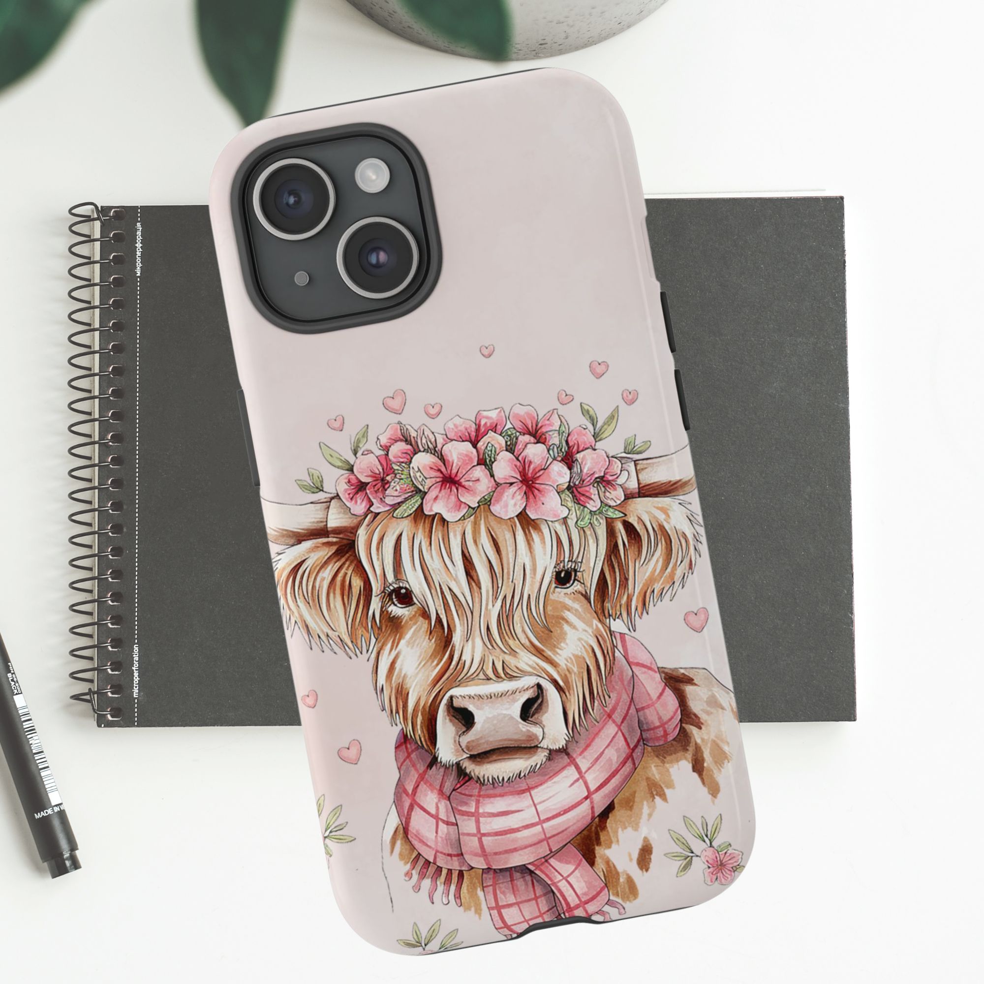 Pink Highland Cow Phone Case product thumbnail image Pink Highland Cow Phone Case product thumbnail image