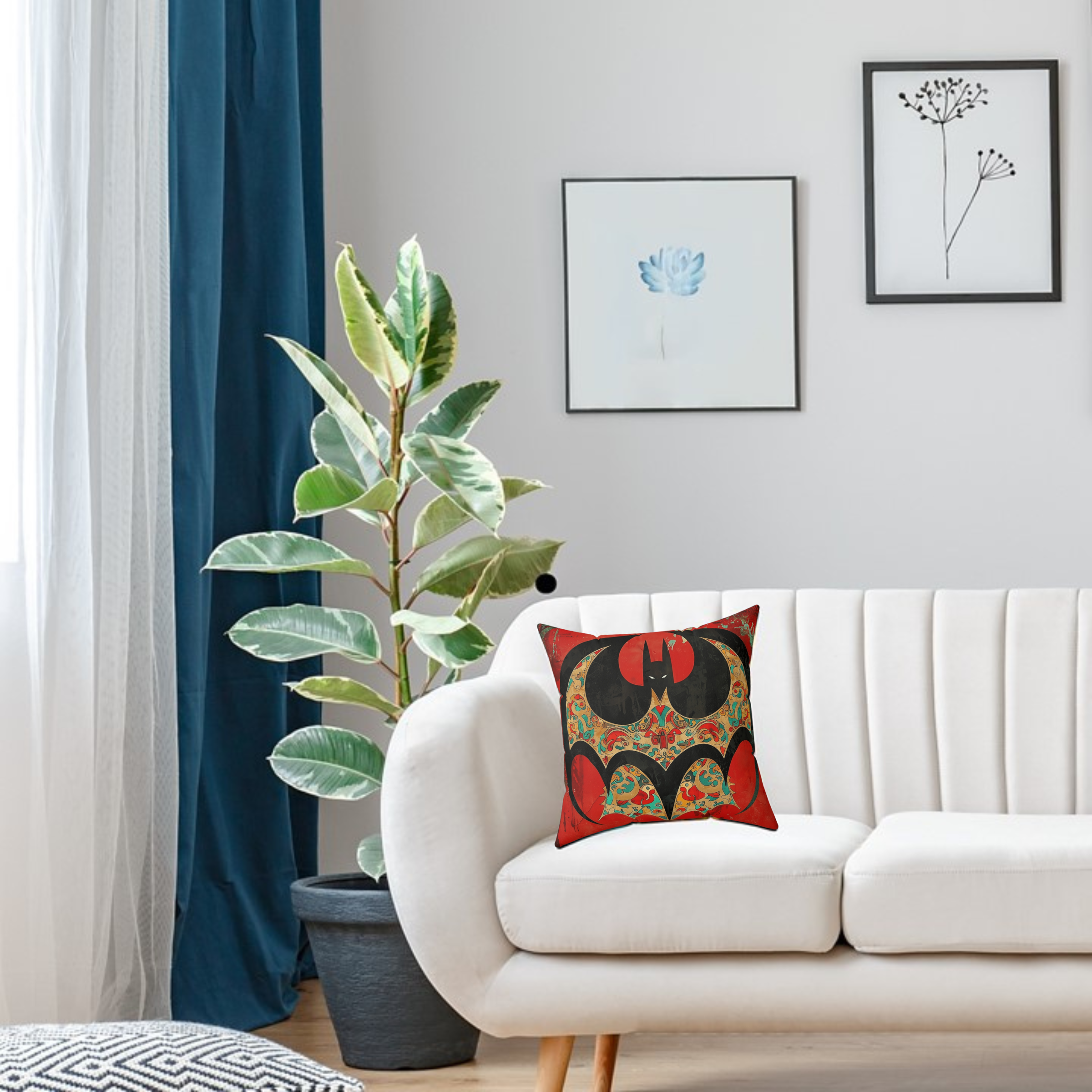 Bat Portrait Square Pillow Bat Portrait Square Pillow