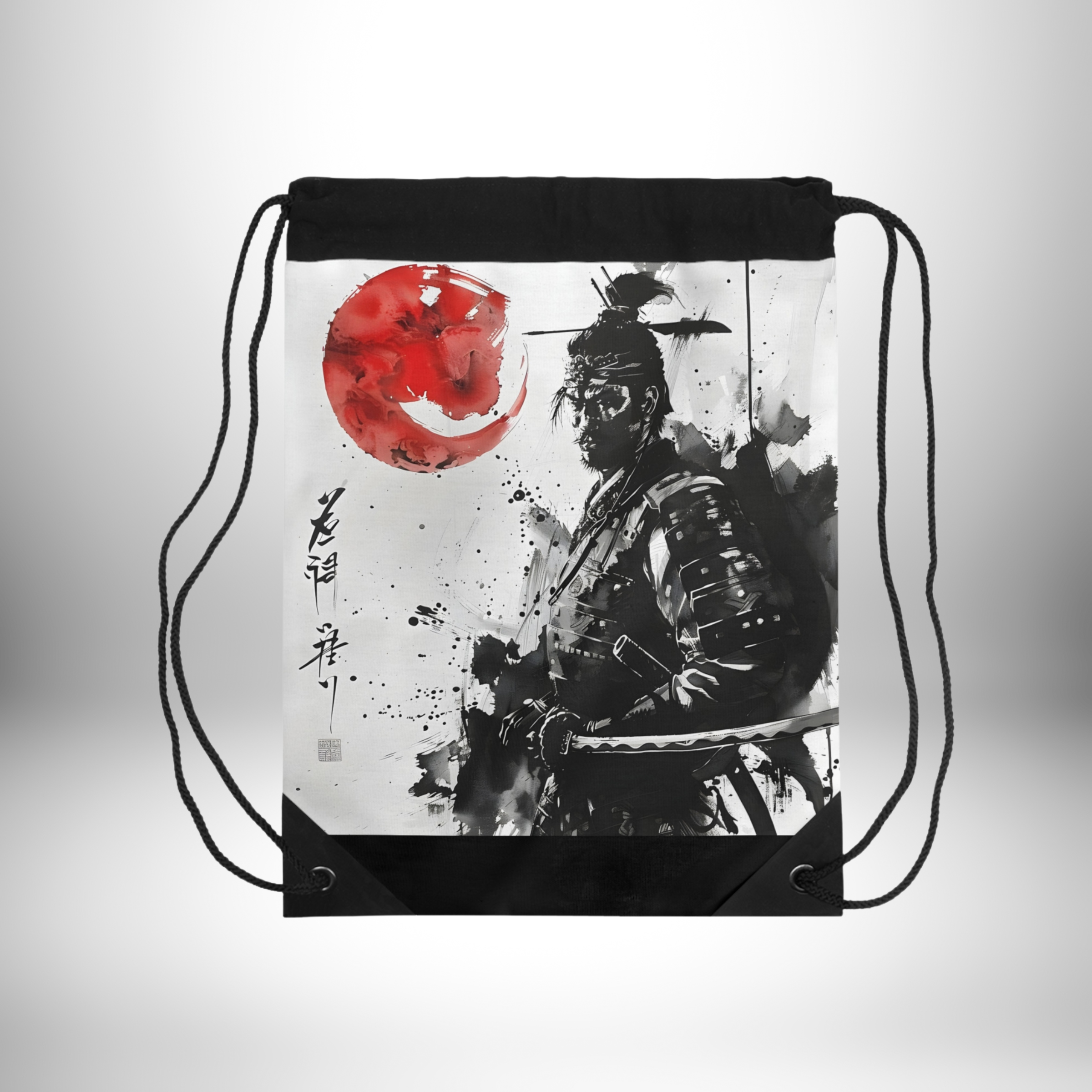 Samurai Warrior Ink Portrait Drawstring Bag product thumbnail image Samurai Warrior Ink Portrait Drawstring Bag product thumbnail image