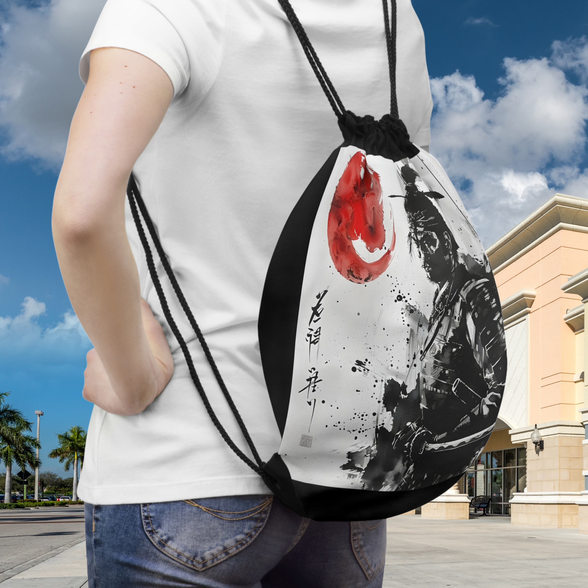 Samurai Warrior Ink Portrait Drawstring Bag product thumbnail image Samurai Warrior Ink Portrait Drawstring Bag product thumbnail image