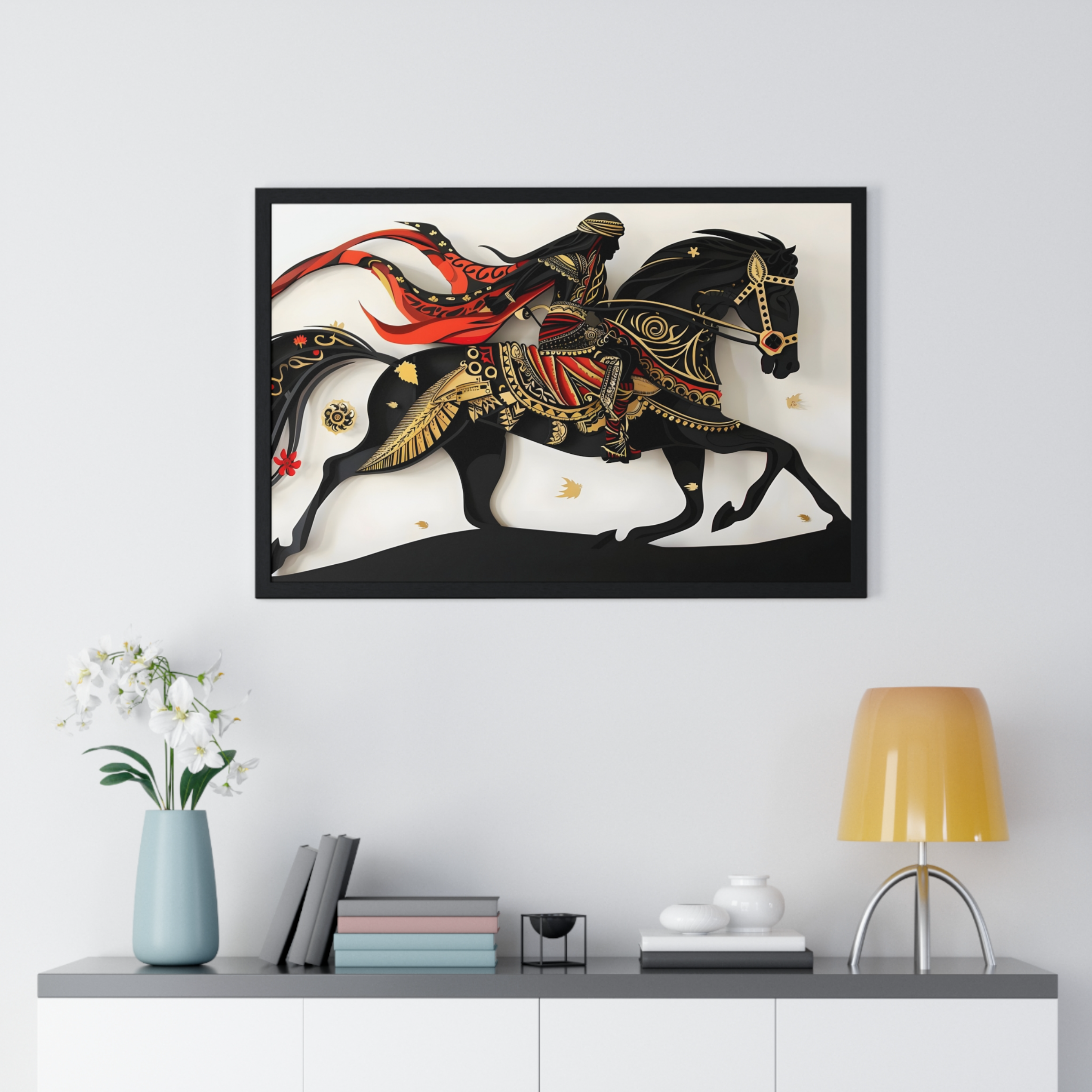 Arabian Rider Horizontal Framed Poster