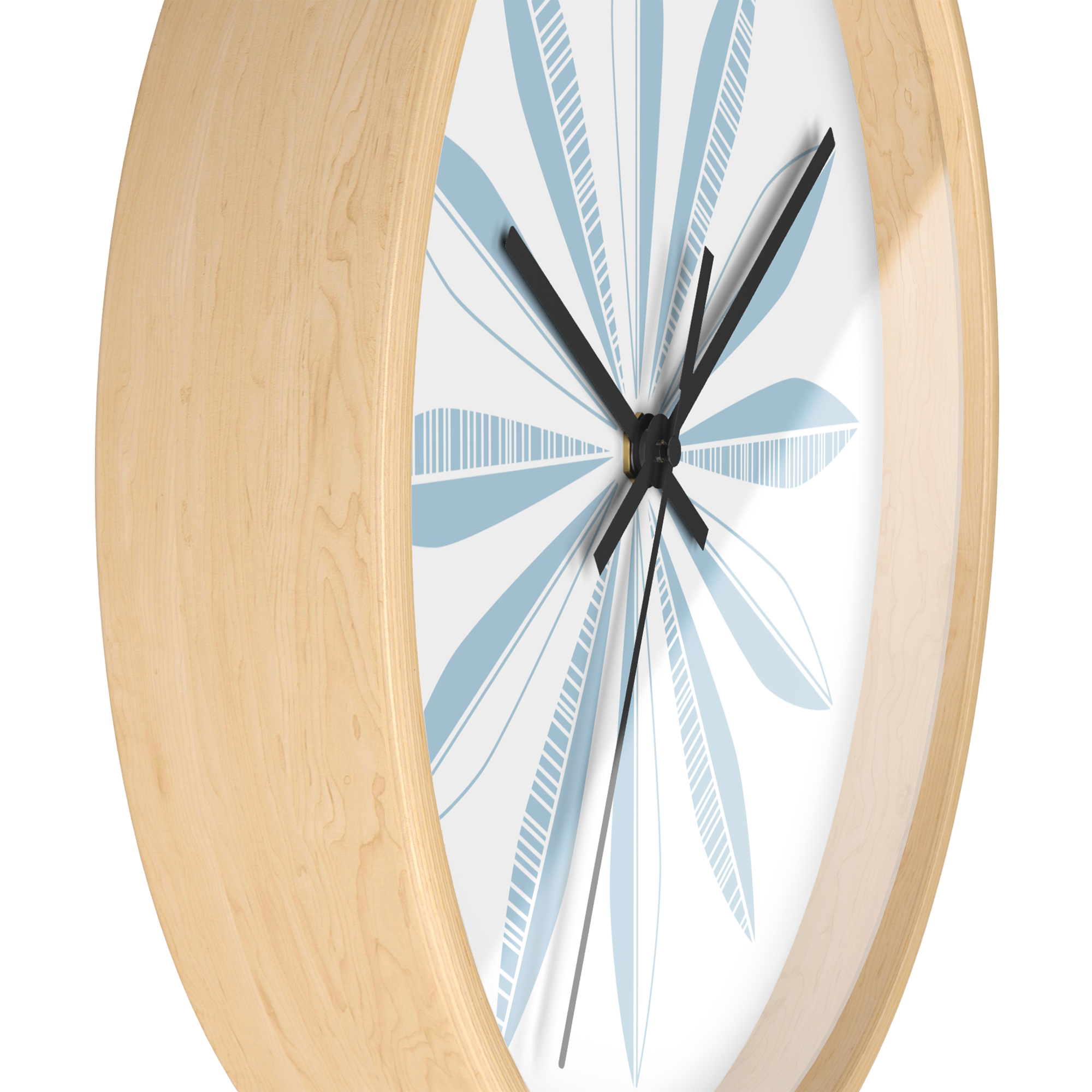 Retro Feathers Wall Clock in Cornflower on White product thumbnail image