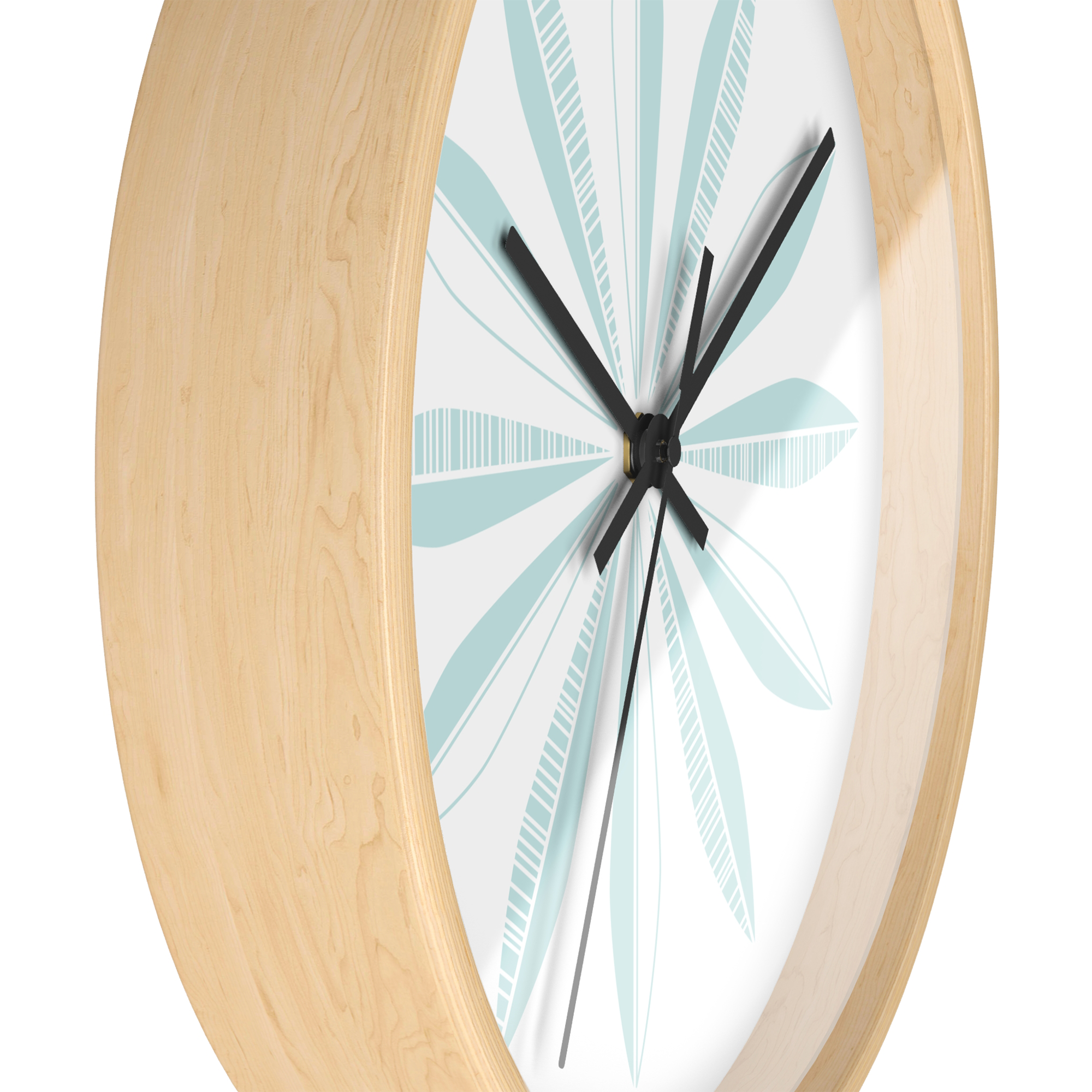 Retro Feathers Wall Clock in Sky on White product thumbnail image