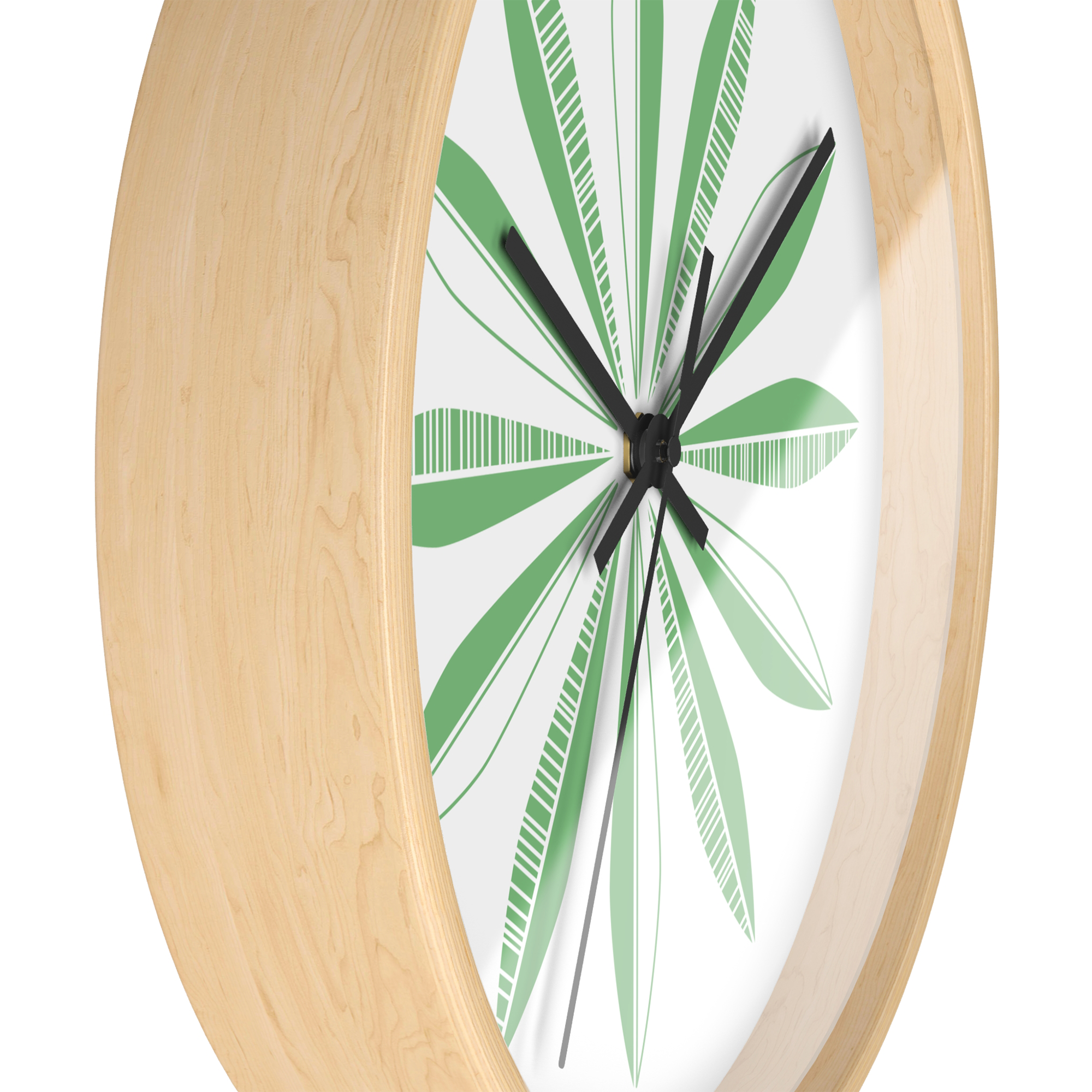 Retro Feather Wall Clock in Turf on White product thumbnail image