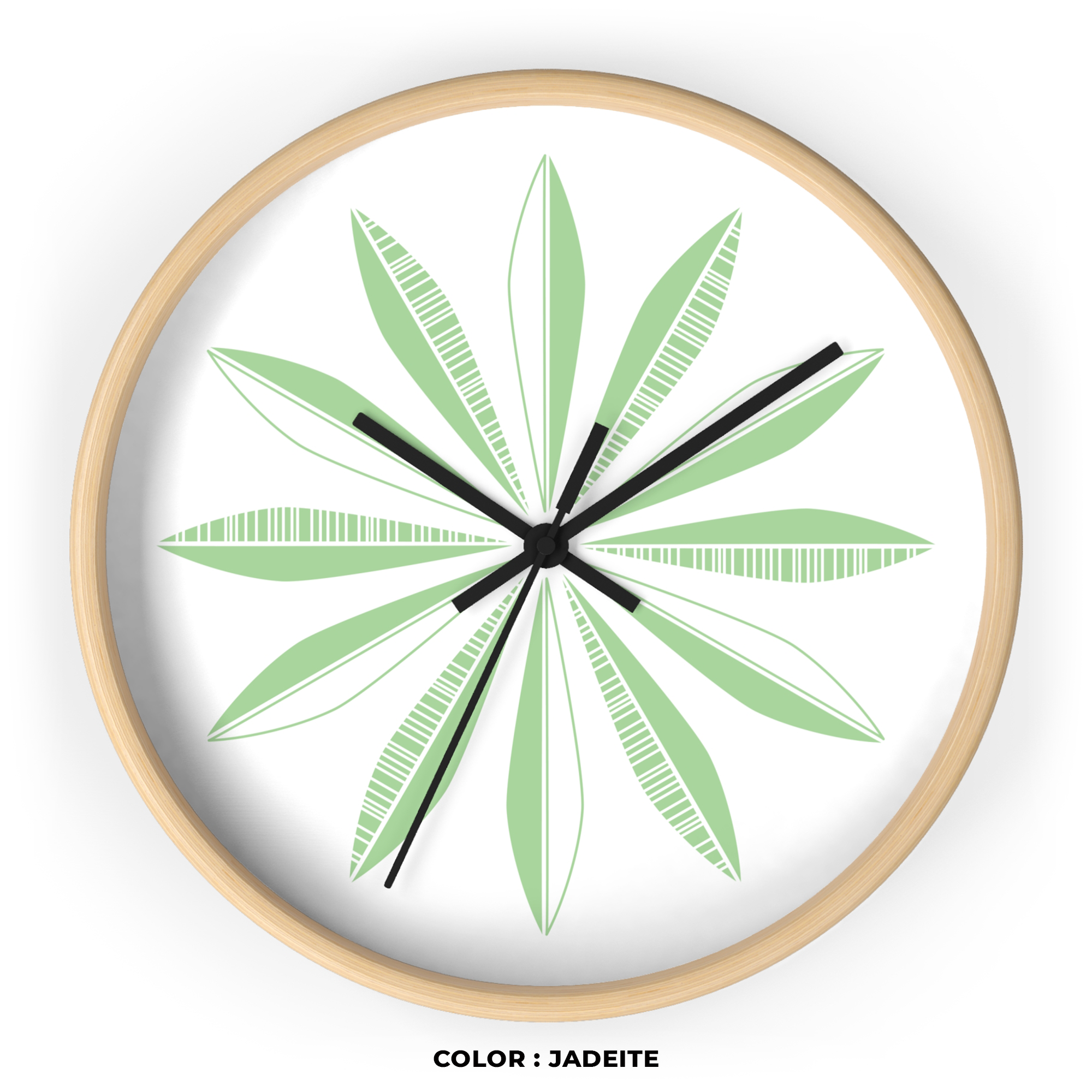 Retro Feathers Wall Clock in Jadeite on White product thumbnail image