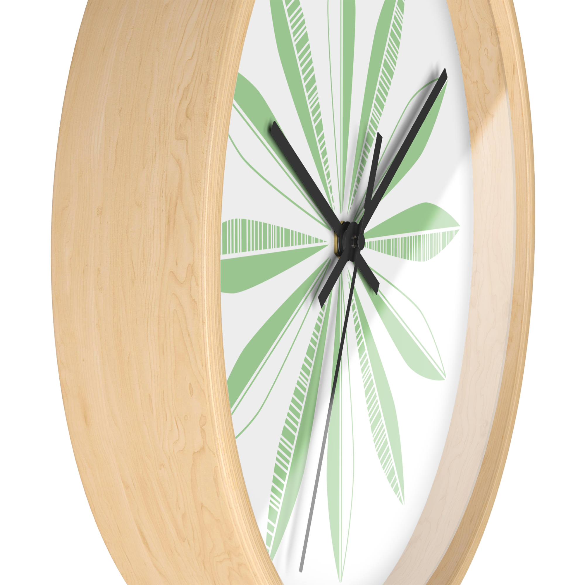Retro Feathers Wall Clock in Jadeite on White product thumbnail image