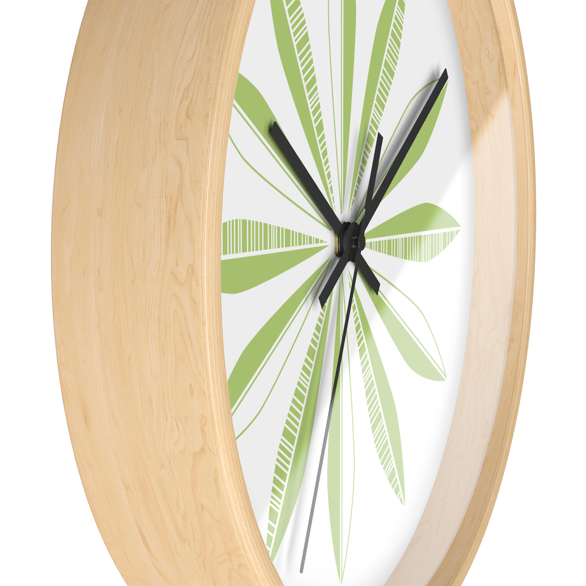 Retro Feathers Wall Clock in Lime on White product thumbnail image