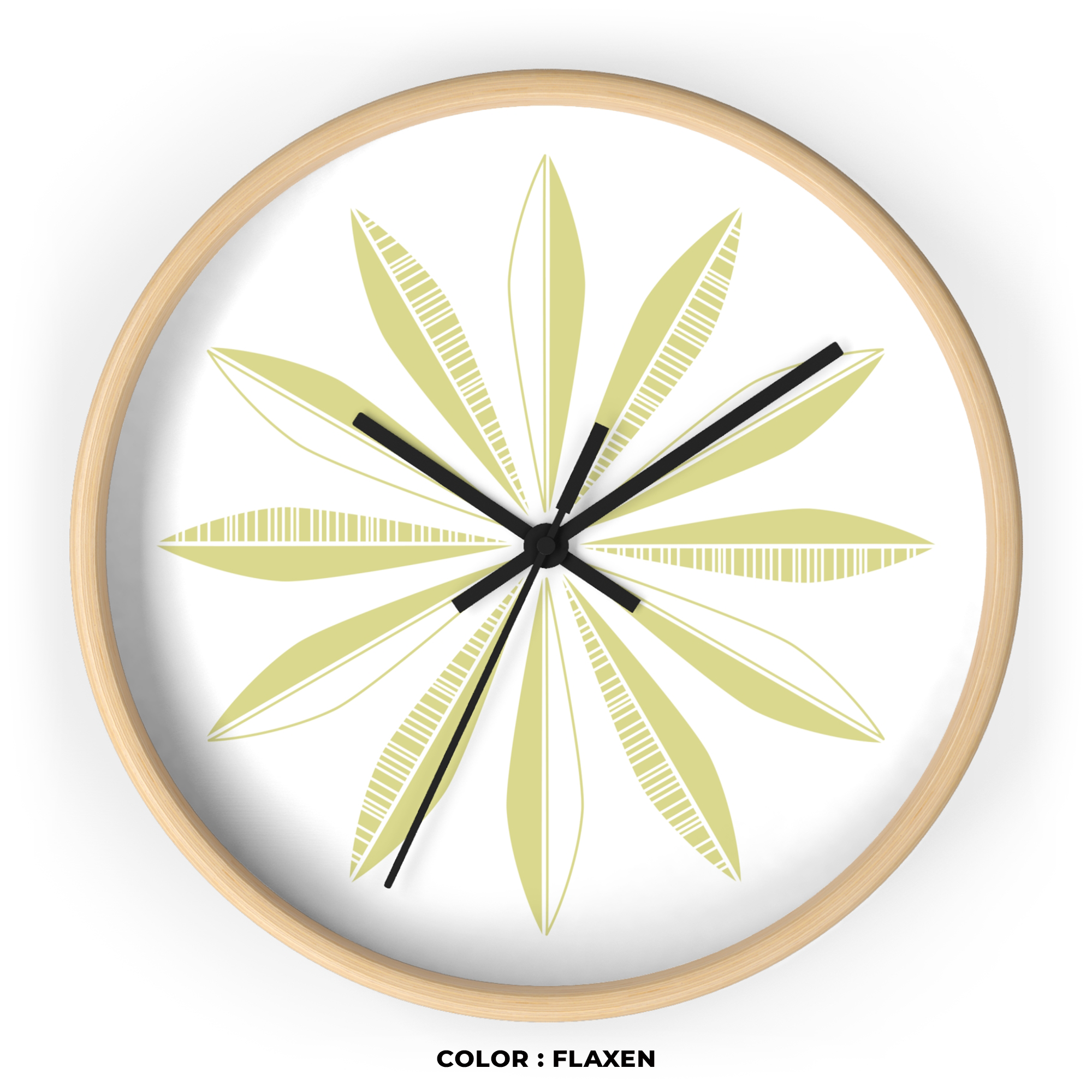 Retro Feathers Wall Clock in Flaxen on White product thumbnail image