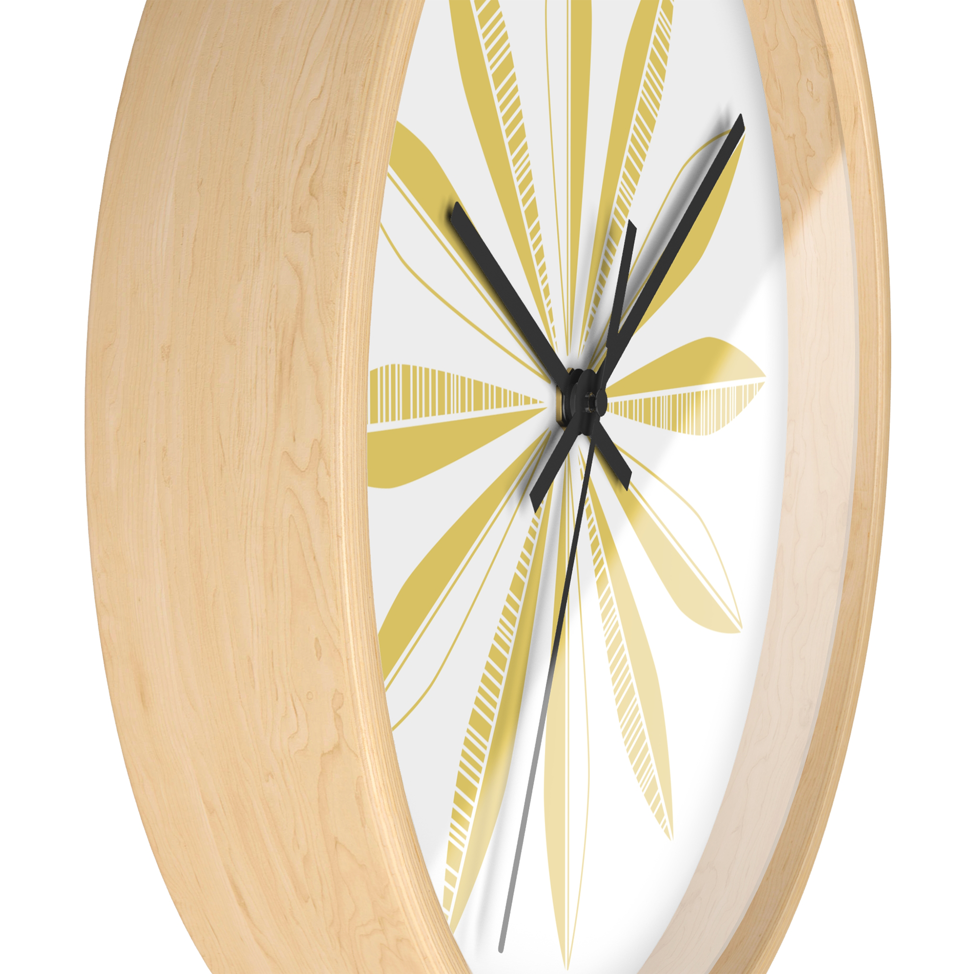 Retro Feathers Wall Clock in Pineapple on White product thumbnail image