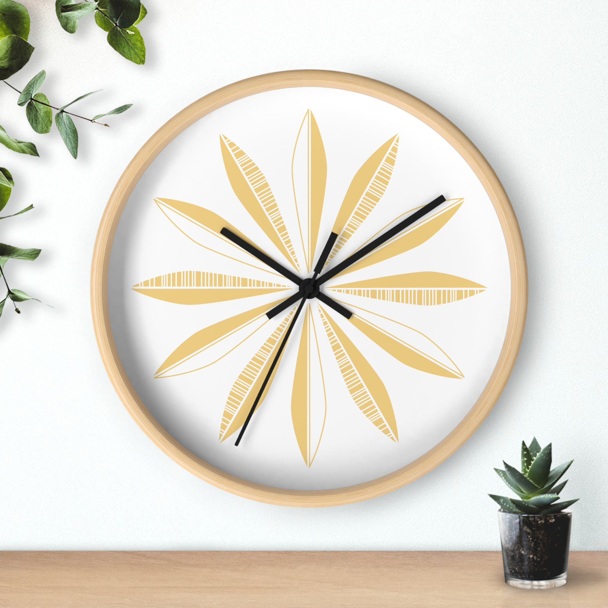 Retro Feathers Wall Clock in Cantaloupe on White product thumbnail image