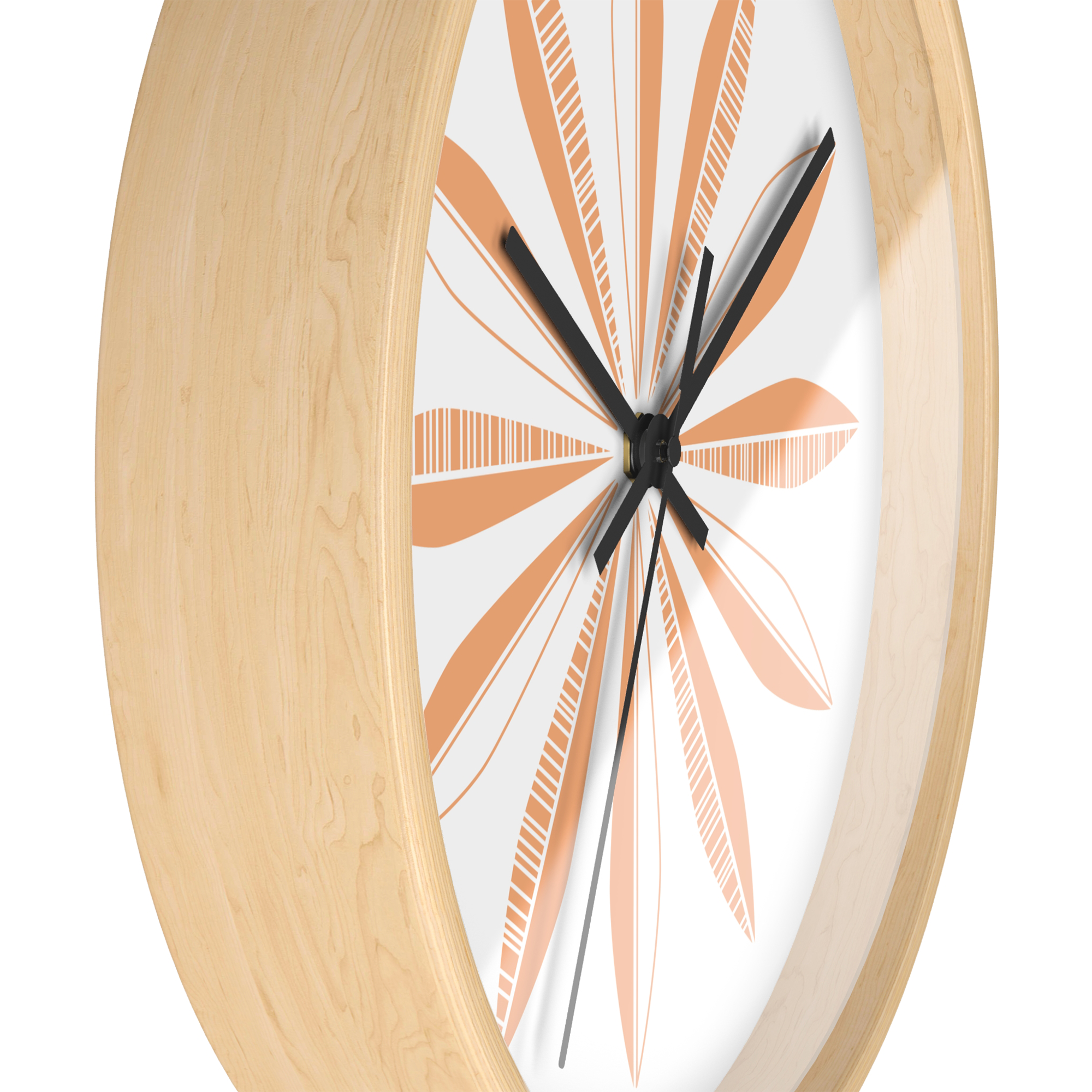 Retro Feathers Wall Clock in Clementine on White product thumbnail image