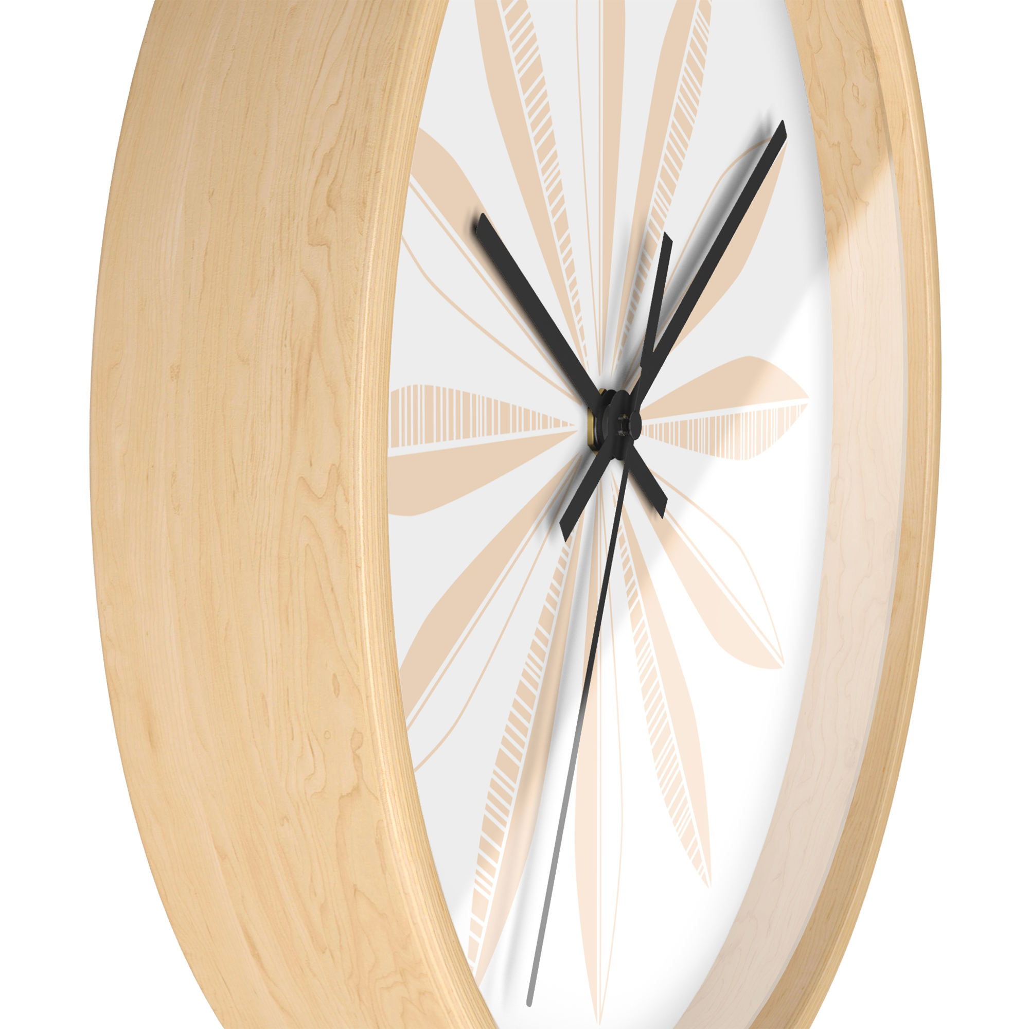 Retro Feathers Wall Clock in Scallop on White product thumbnail image
