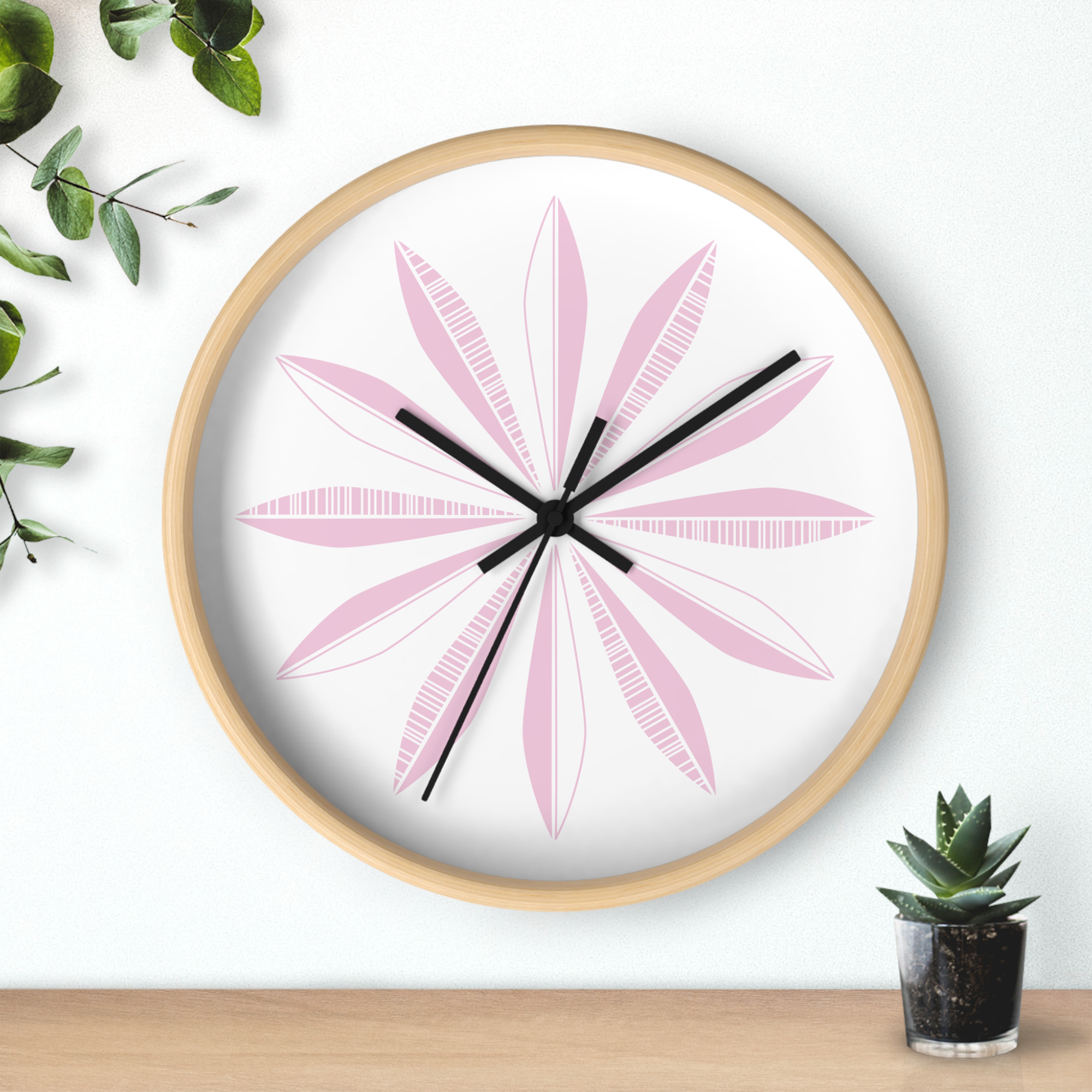 Retro Feathers Wall Clock in Ballerina on White product thumbnail image Retro Feathers Wall Clock in Ballerina on White product thumbnail image