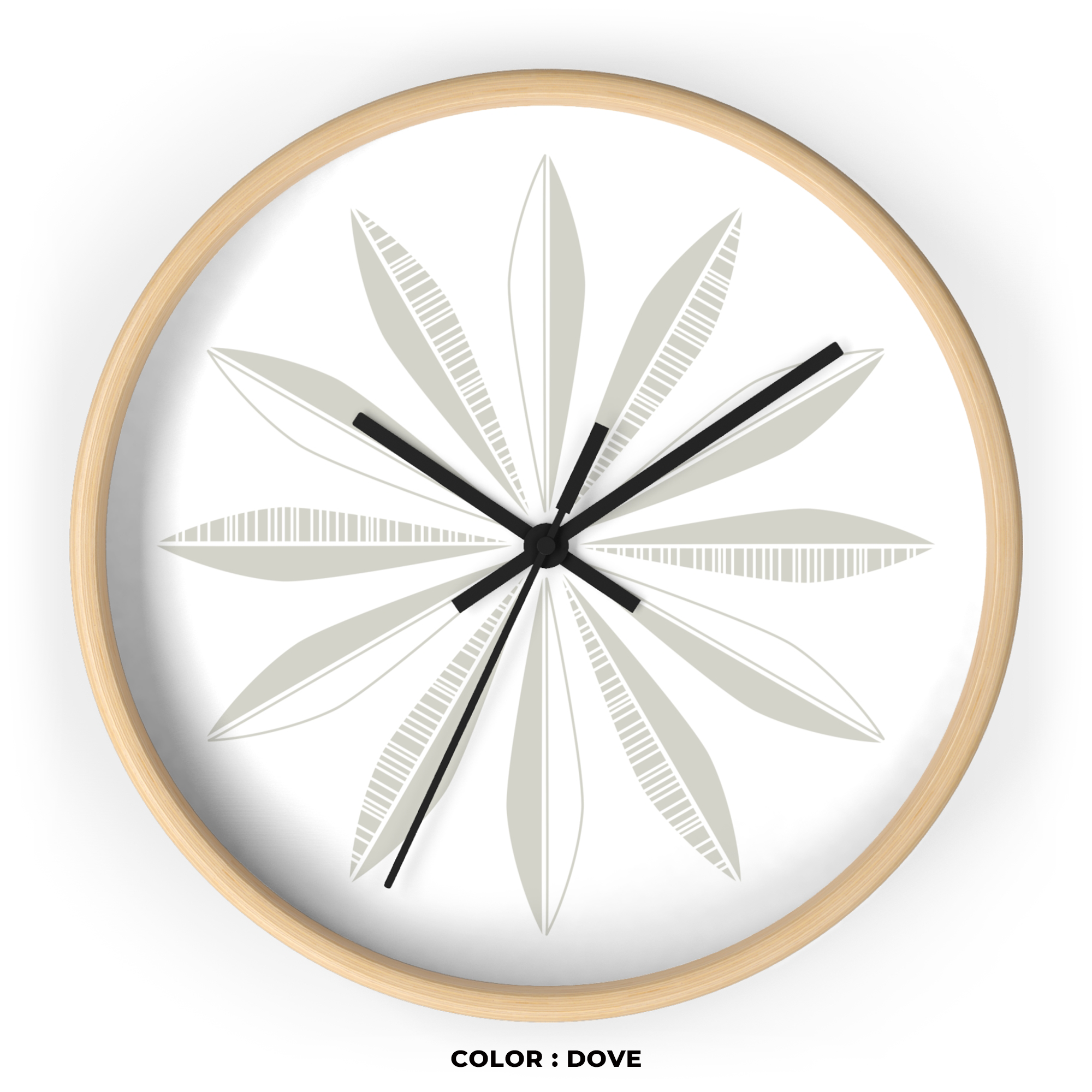 Retro Feathers Wall Clock in Dove on White product thumbnail image Retro Feathers Wall Clock in Dove on White product thumbnail image