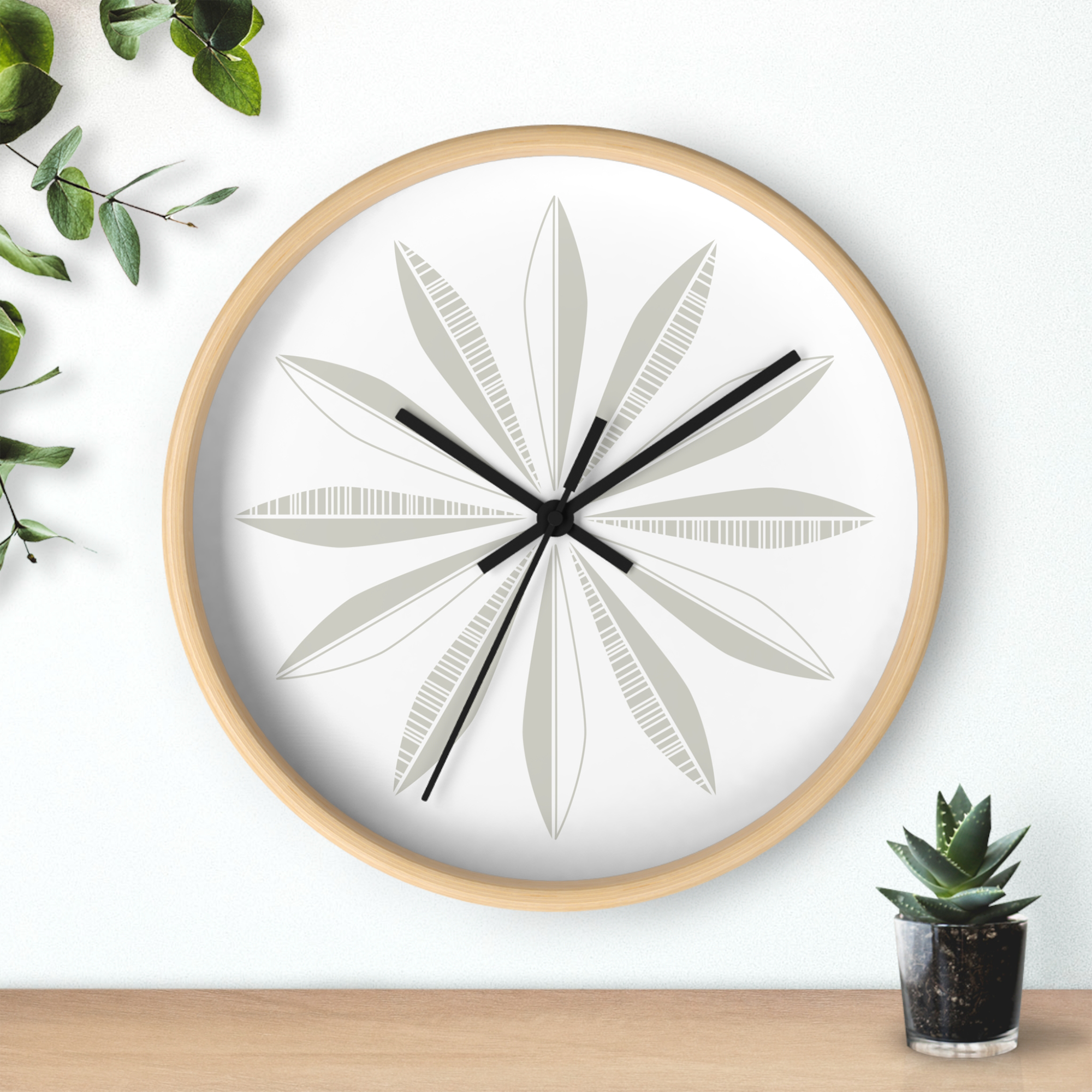 Retro Feathers Wall Clock in Dove on White product thumbnail image Retro Feathers Wall Clock in Dove on White product thumbnail image