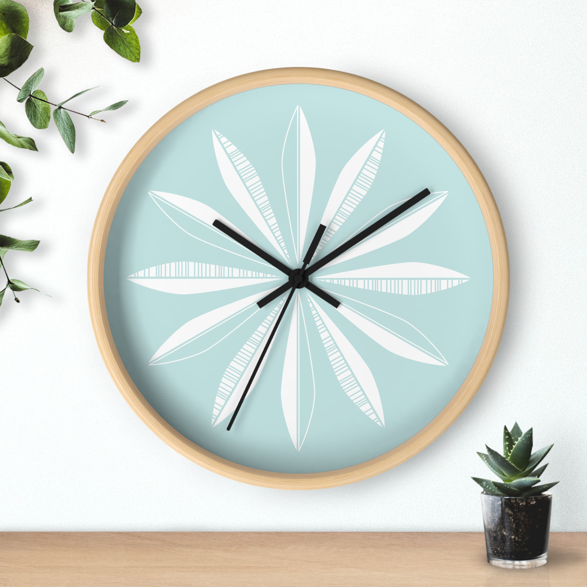 Retro Feathers Wall Clock in Sky product thumbnail image Retro Feathers Wall Clock in Sky product thumbnail image