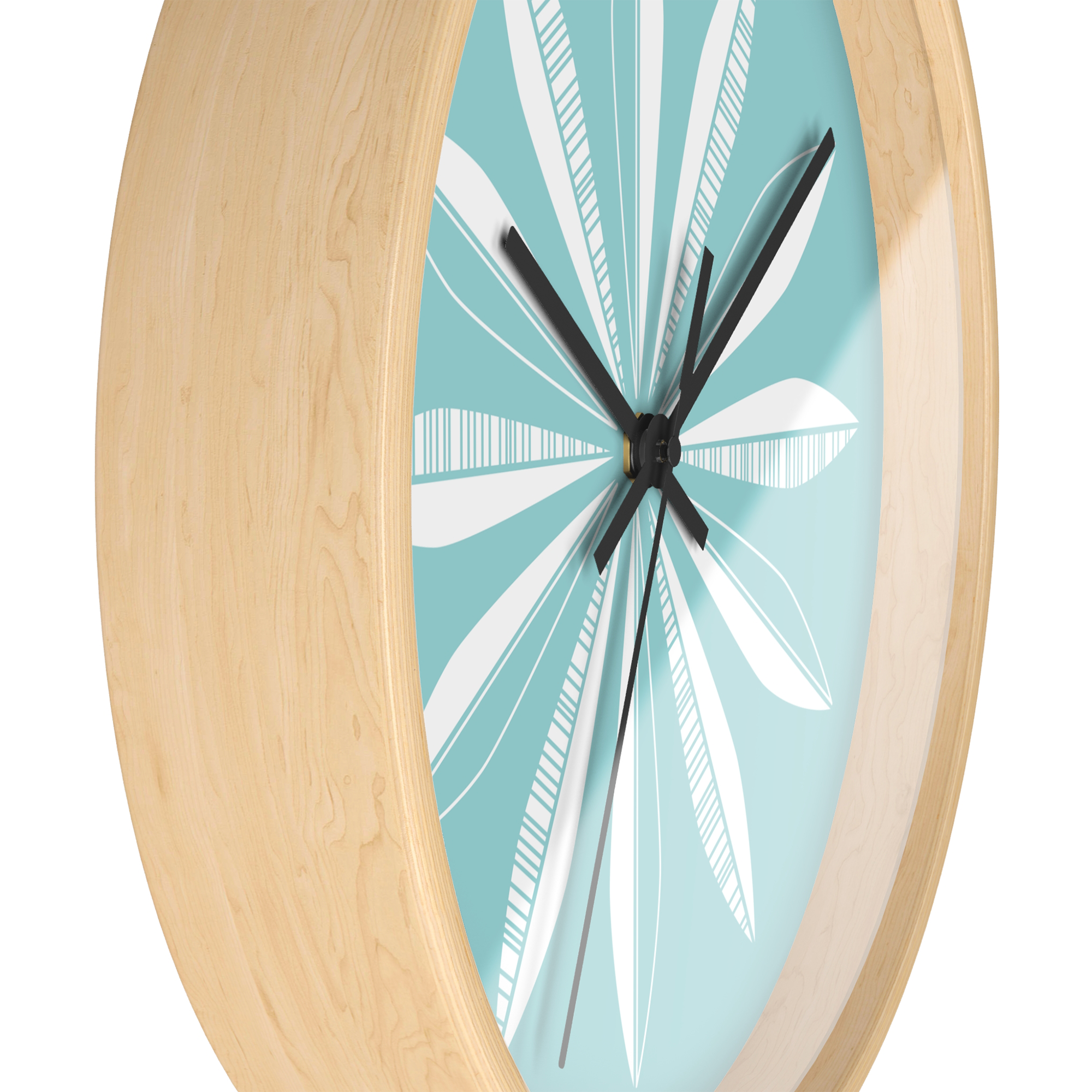 Retro Feathers Wall Clock in Pool product thumbnail image Retro Feathers Wall Clock in Pool product thumbnail image