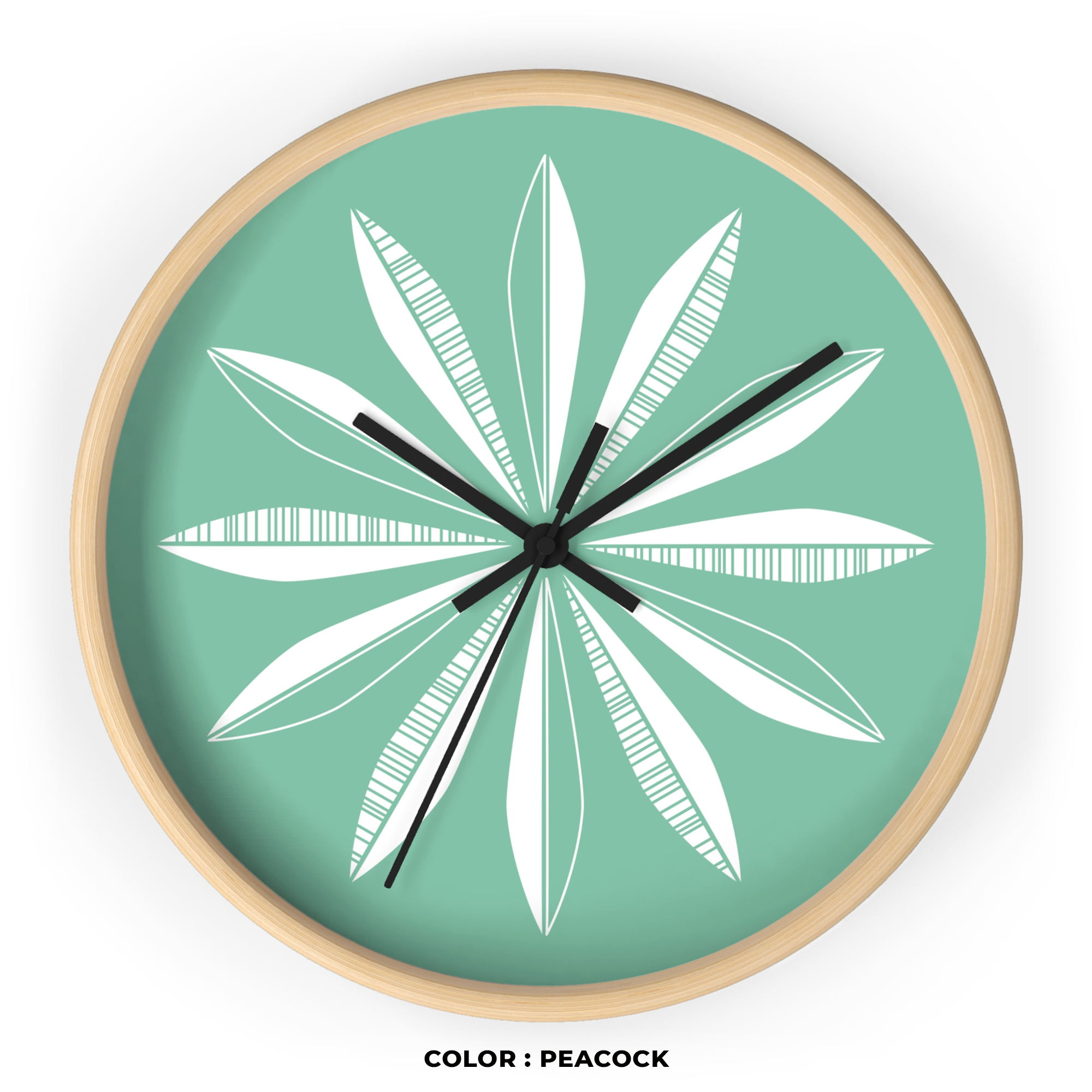 Retro Feathers Wall Clock in Peacock product thumbnail image Retro Feathers Wall Clock in Peacock product thumbnail image