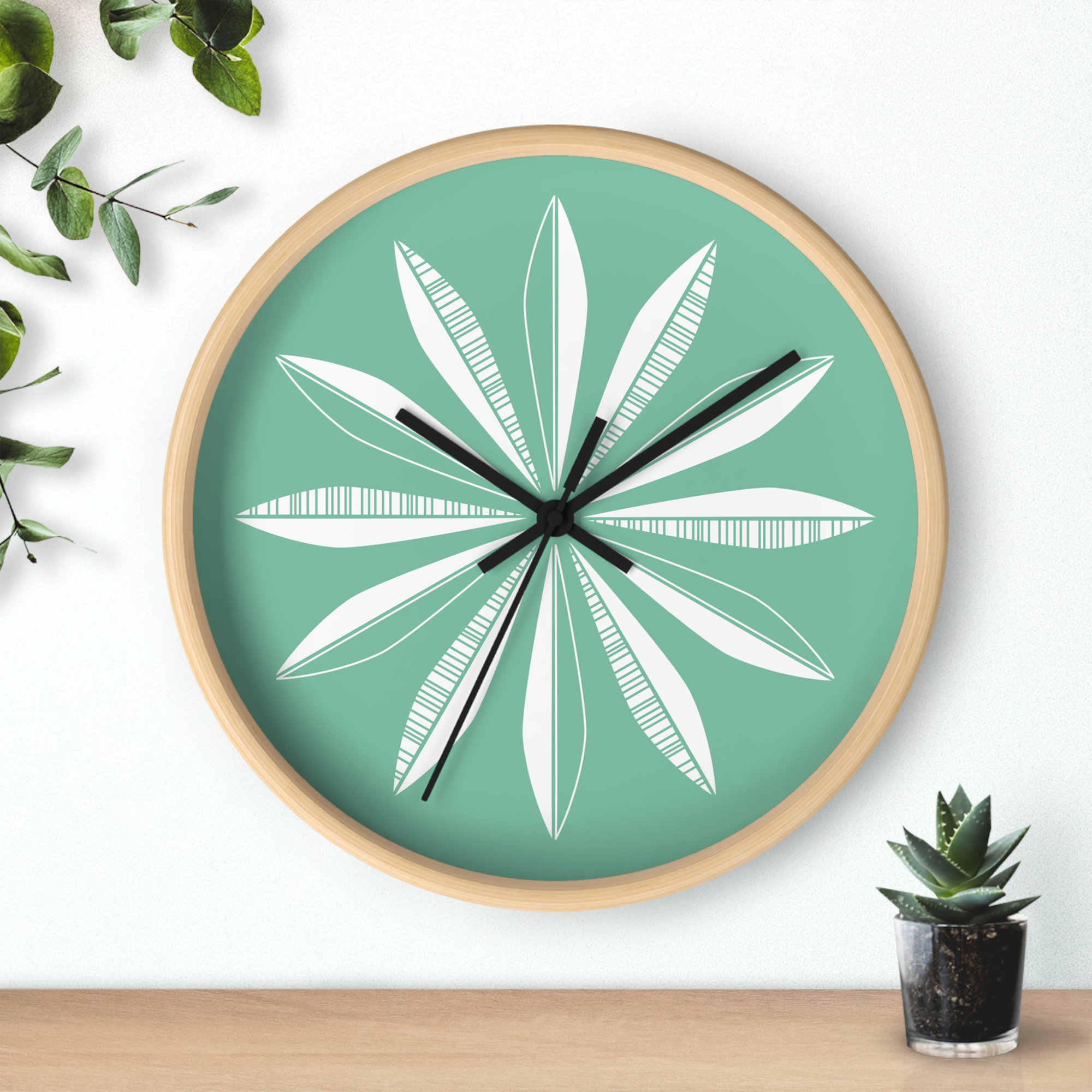 Retro Feathers Wall Clock in Peacock product thumbnail image Retro Feathers Wall Clock in Peacock product thumbnail image