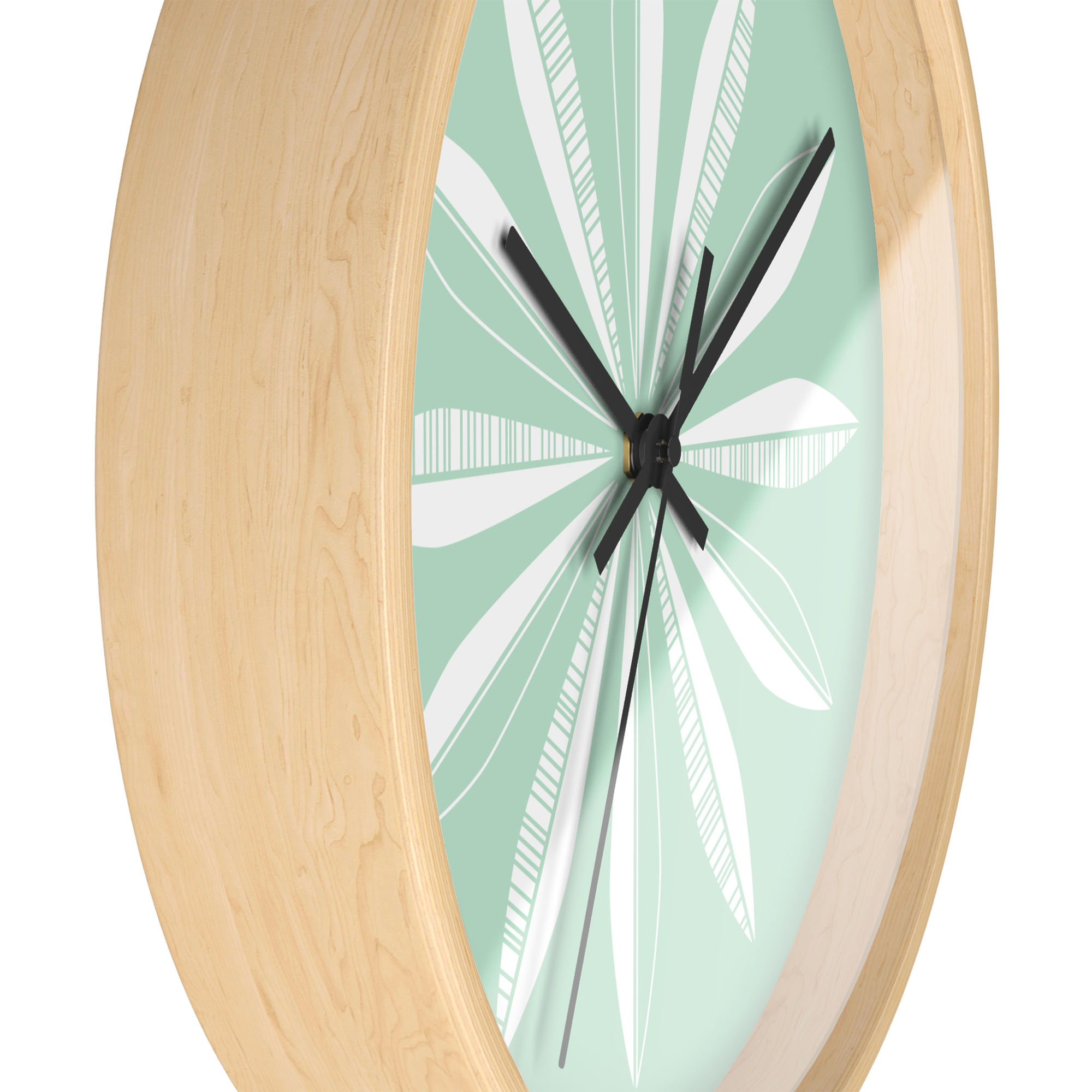 Retro Feathers Wall Clock in Mint product thumbnail image Retro Feathers Wall Clock in Mint product thumbnail image