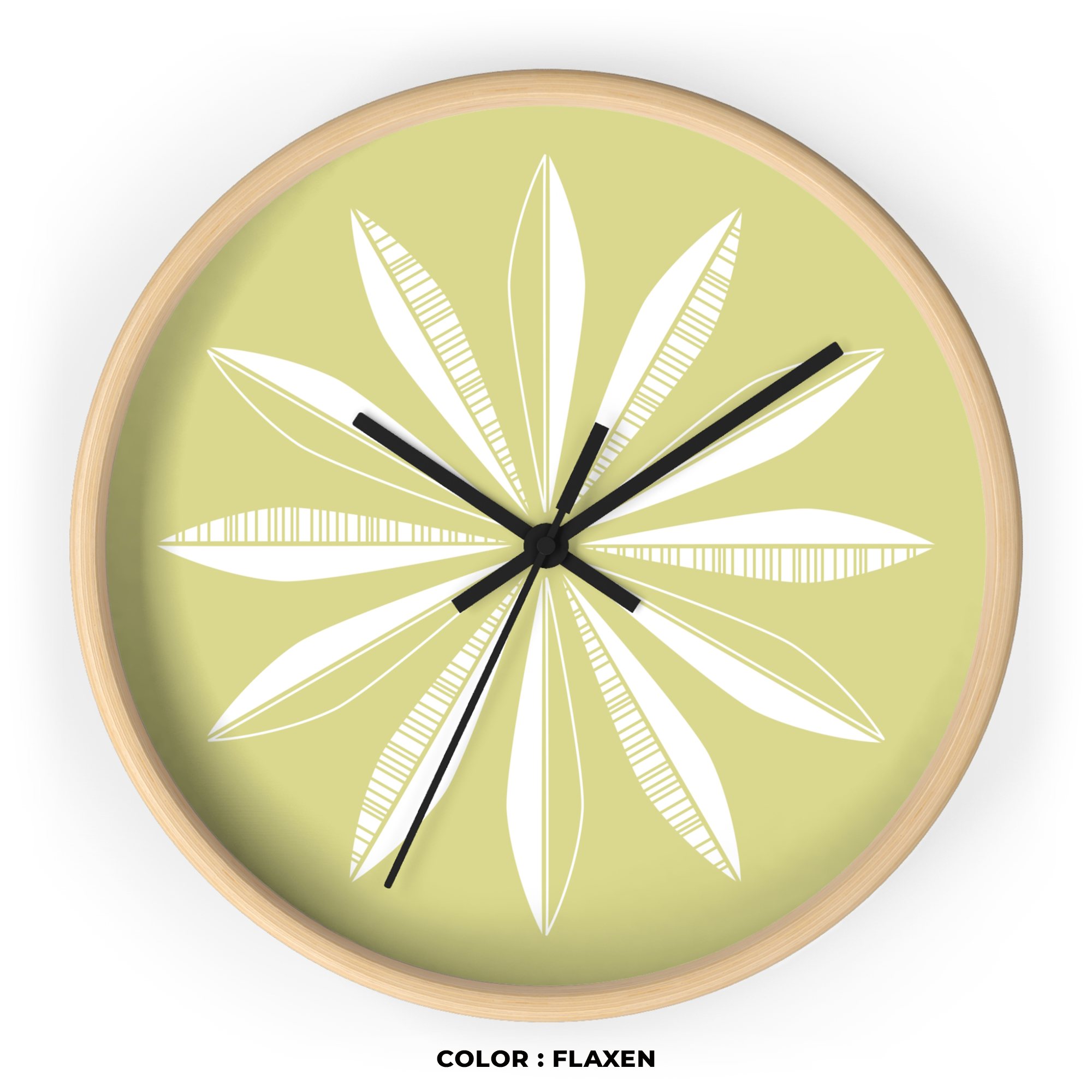 Retro Feathers Wall Clock in Flaxen product thumbnail image Retro Feathers Wall Clock in Flaxen product thumbnail image