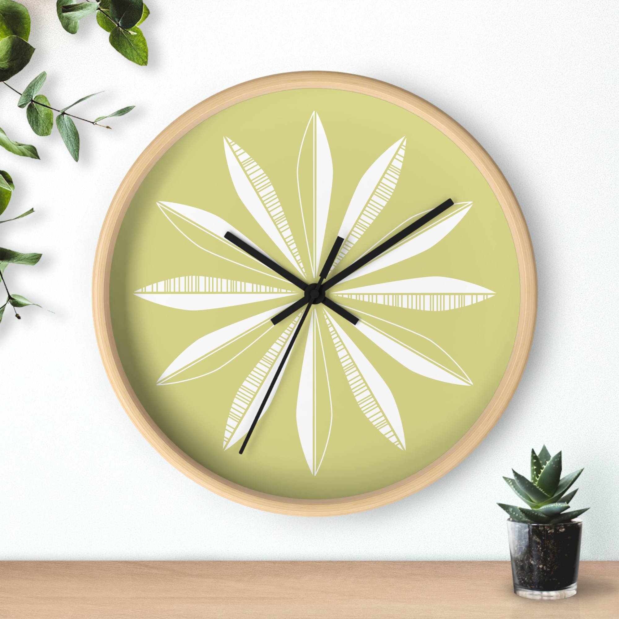 Retro Feathers Wall Clock in Flaxen product thumbnail image Retro Feathers Wall Clock in Flaxen product thumbnail image