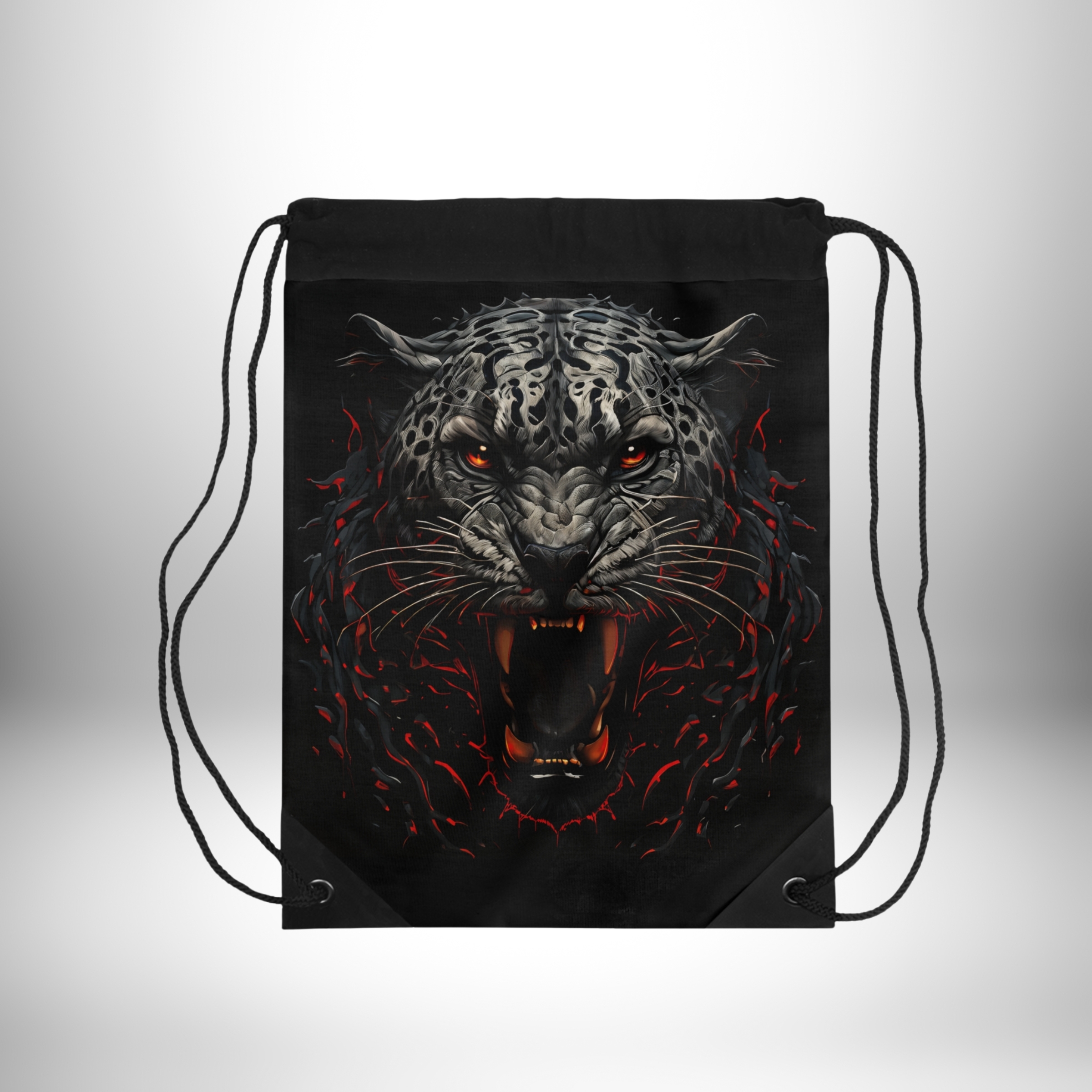 Fierce Jaguar Portrait Drawstring Bag product thumbnail image Fierce Jaguar Portrait Drawstring Bag product thumbnail image