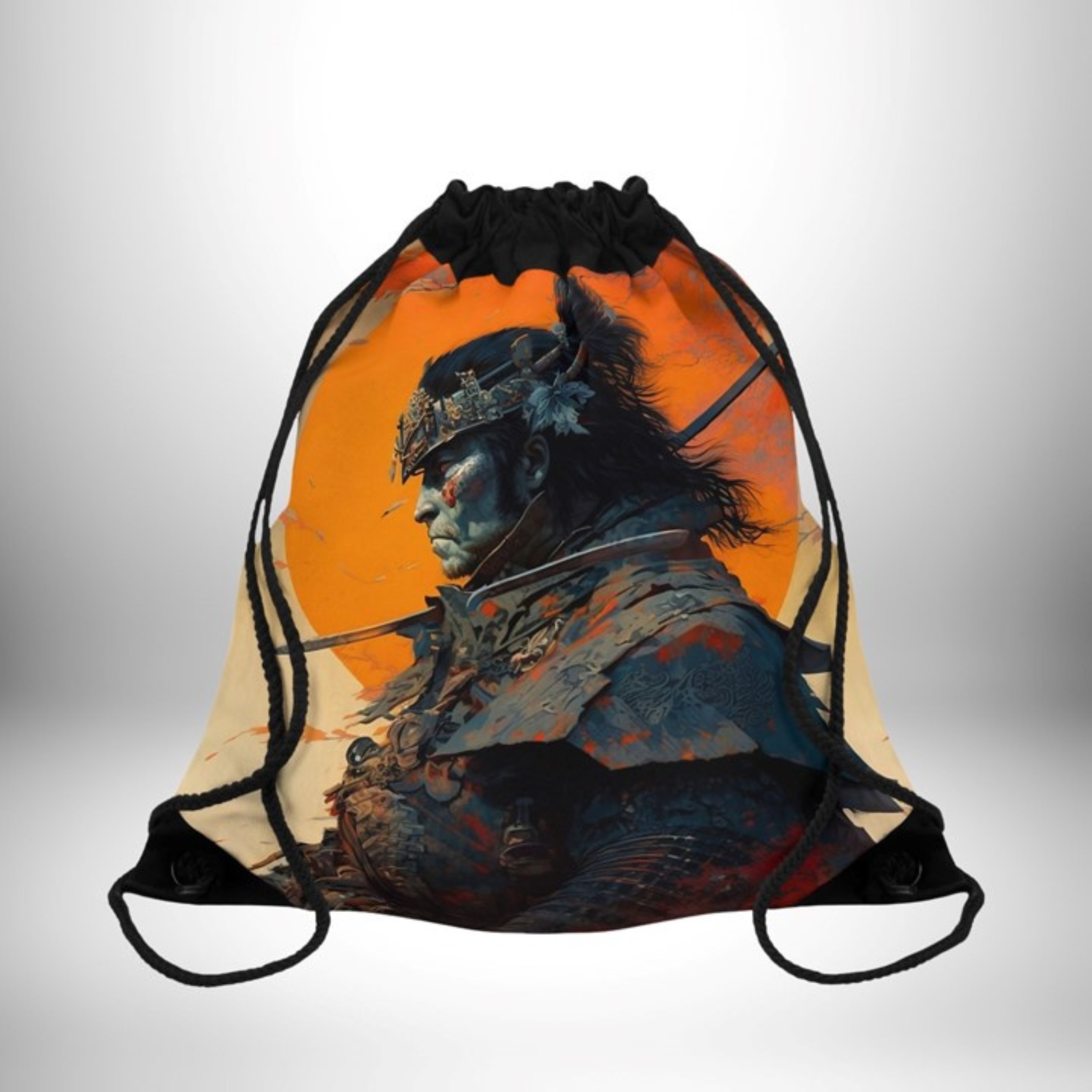 Samurai Japanese Warrior in Sunset Drawstring Bag product thumbnail image Samurai Japanese Warrior in Sunset Drawstring Bag product thumbnail image