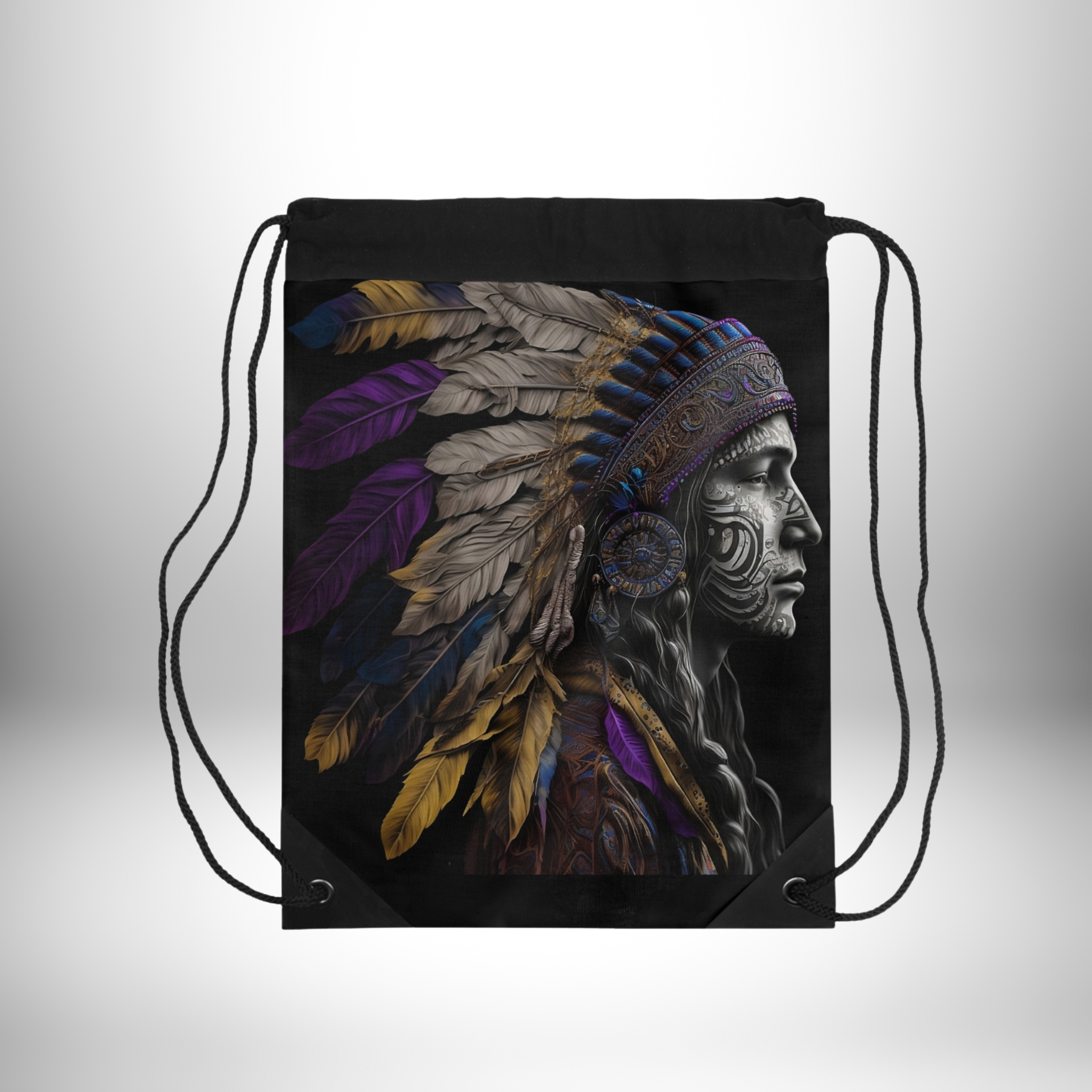 Sioux Warrior Portrait Drawstring Bag product thumbnail image Sioux Warrior Portrait Drawstring Bag product thumbnail image