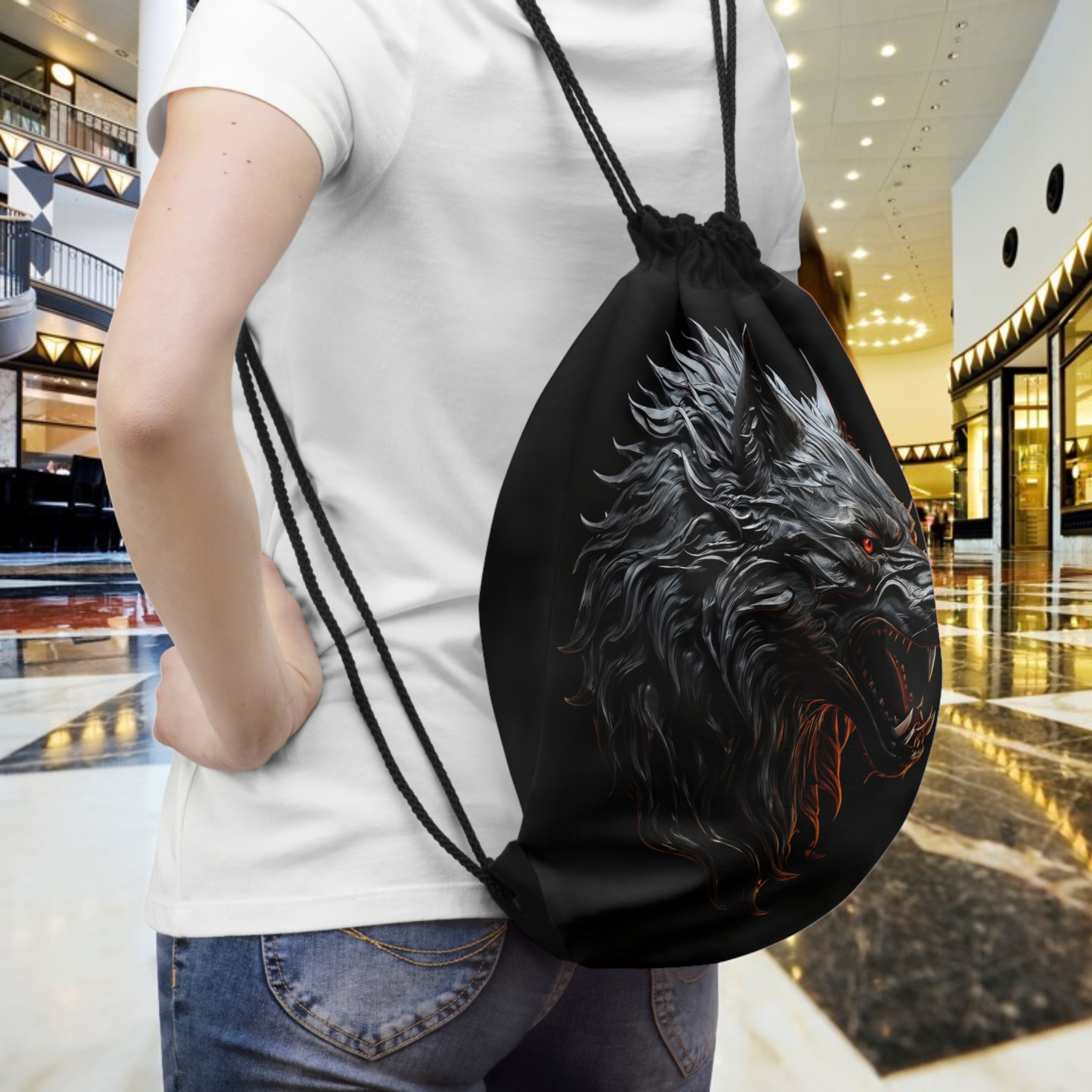 Ferocius Wolf Portrait Drawstring Bag product thumbnail image Ferocius Wolf Portrait Drawstring Bag product thumbnail image