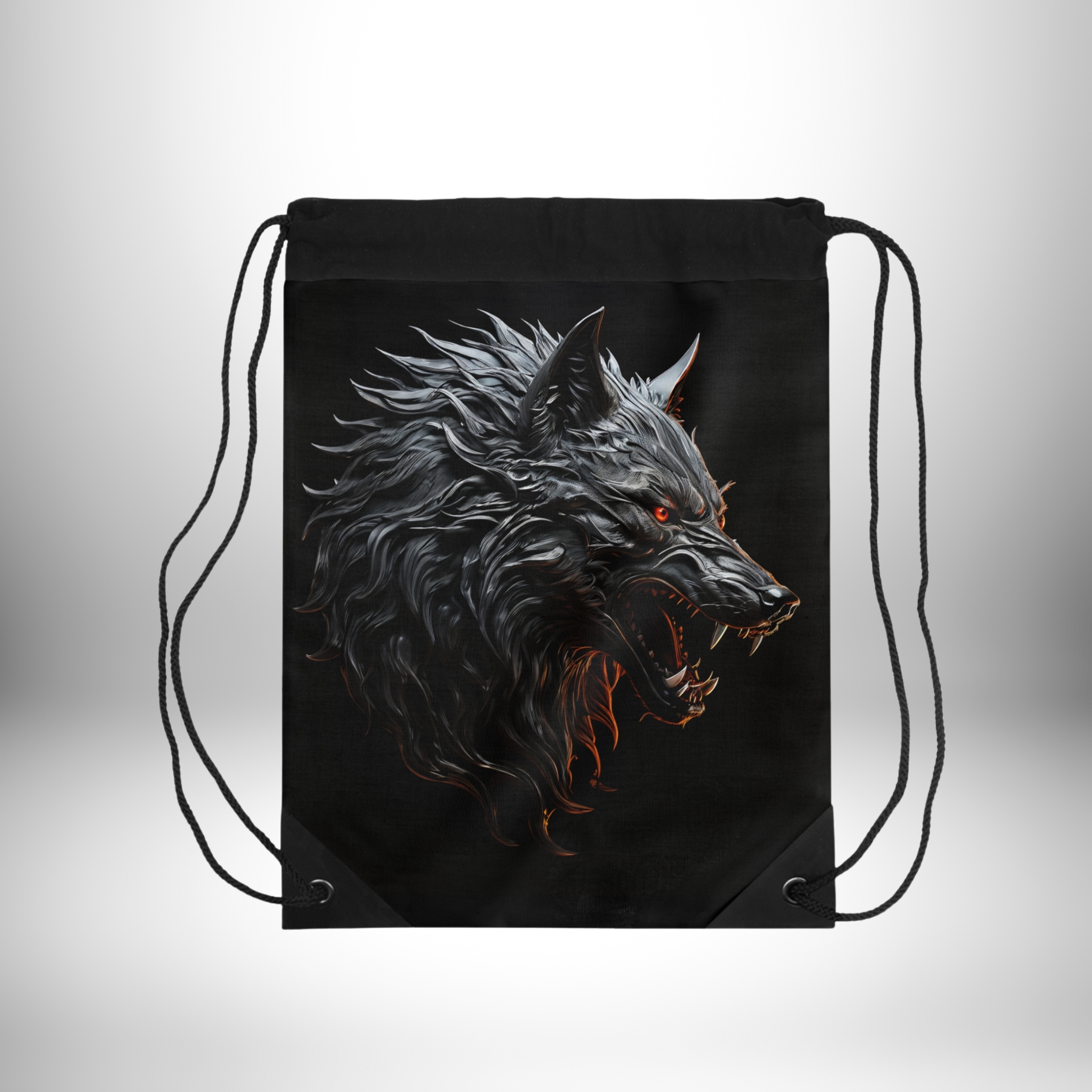 Ferocius Wolf Portrait Drawstring Bag product thumbnail image Ferocius Wolf Portrait Drawstring Bag product thumbnail image