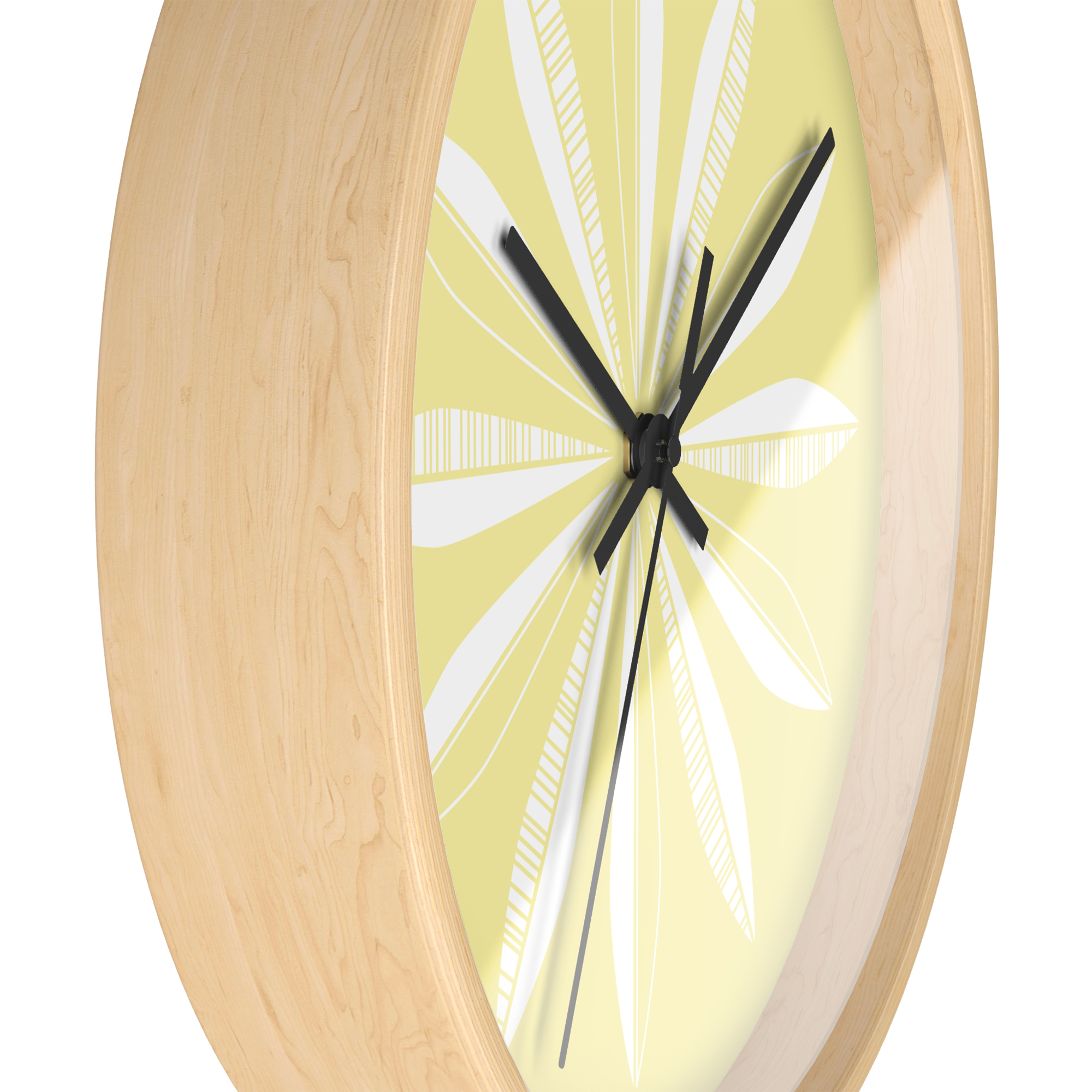 Retro Feathers Wall Clock in Lemonade product thumbnail image Retro Feathers Wall Clock in Lemonade product thumbnail image
