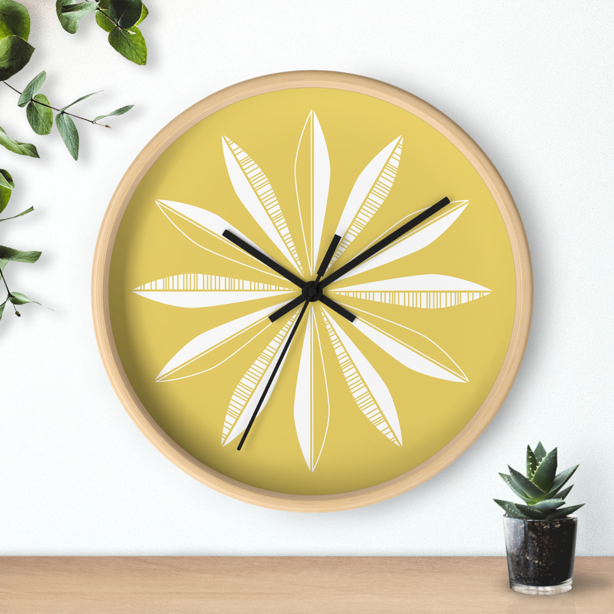 Retro Feathers Wall Clock in Pineapple product thumbnail image Retro Feathers Wall Clock in Pineapple product thumbnail image