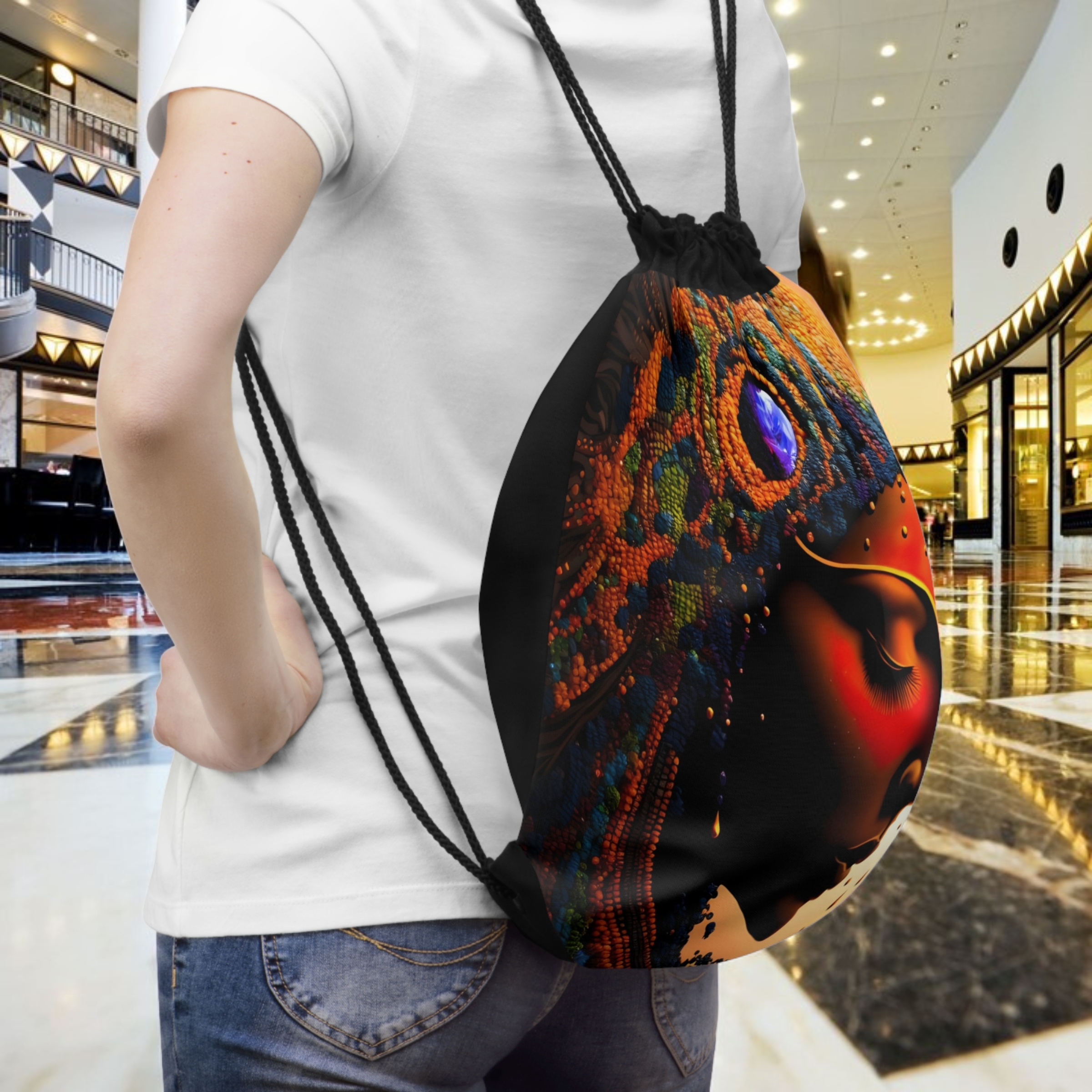 Mythical African Queen Drawstring Bag