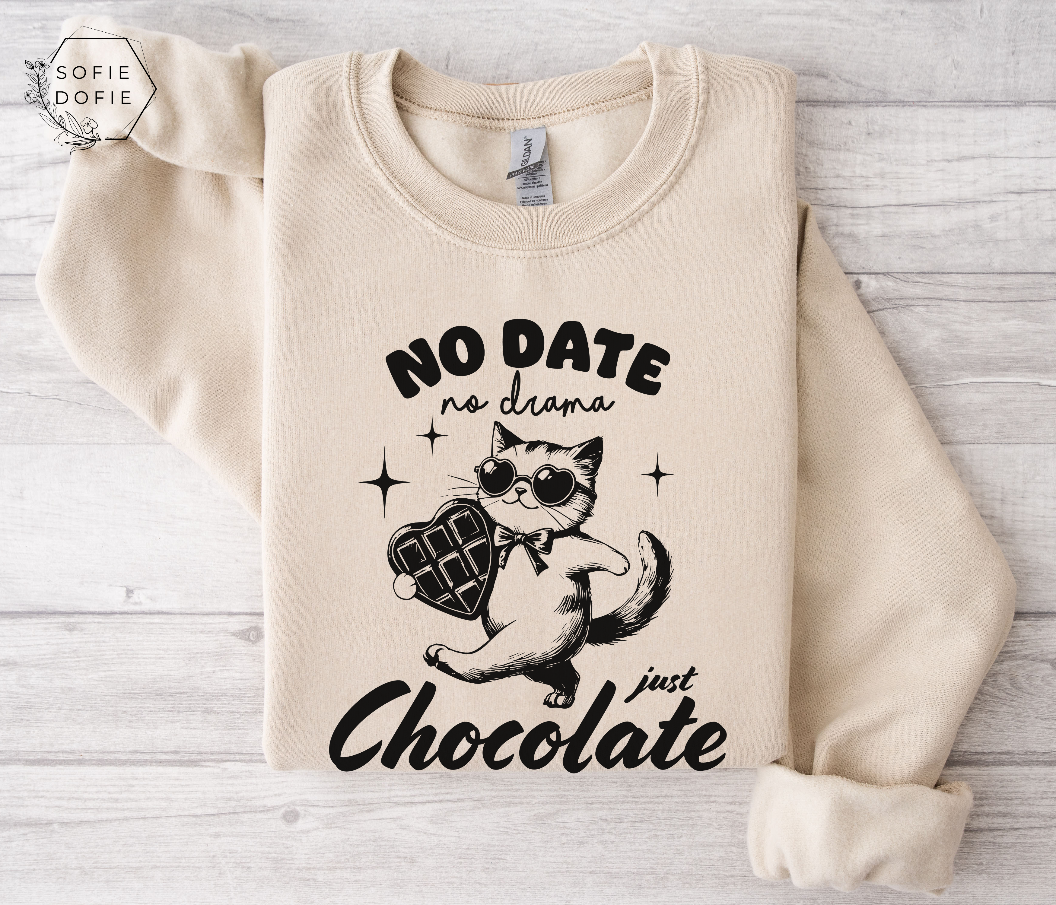 Valentine's Day Crewneck Sweatshirt - No Date No Drama Just Chocolate product thumbnail image