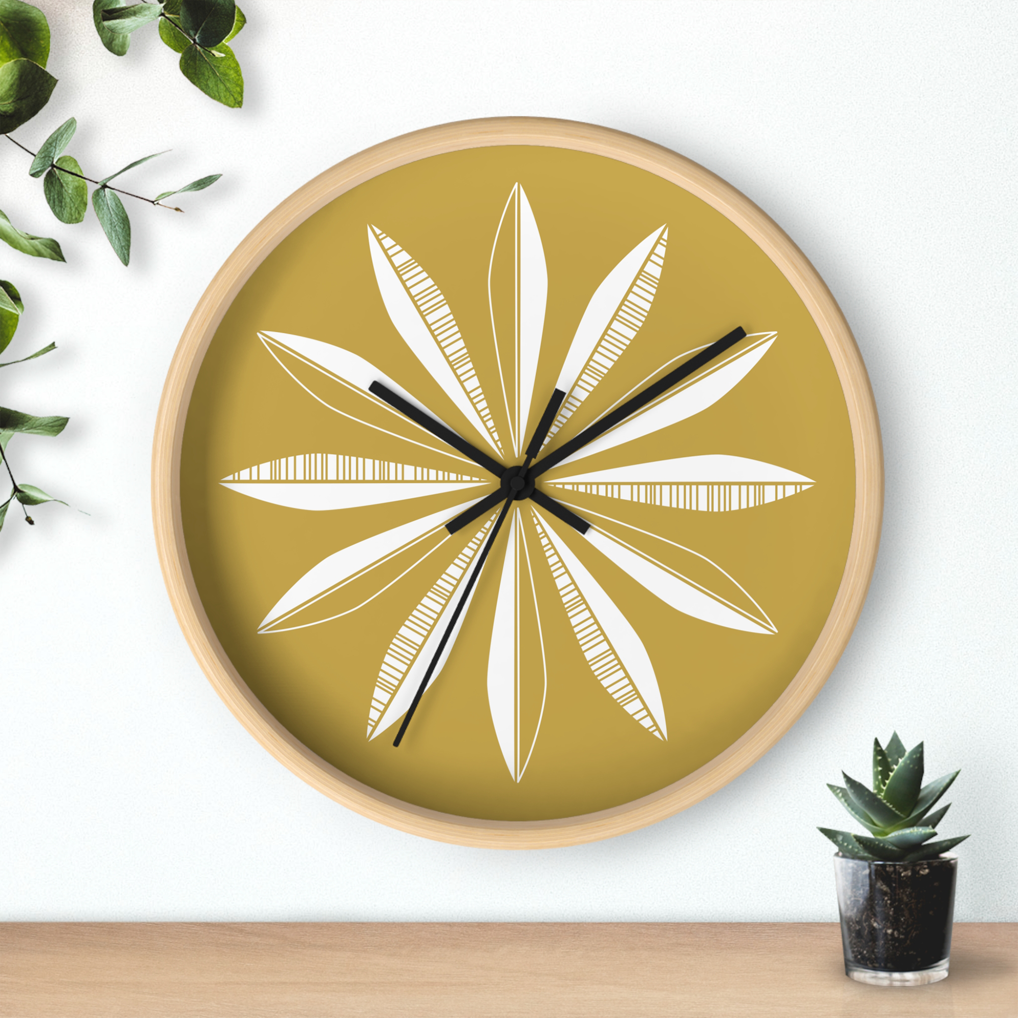 Retro Feathers Wall Clock in Caramel product thumbnail image Retro Feathers Wall Clock in Caramel product thumbnail image