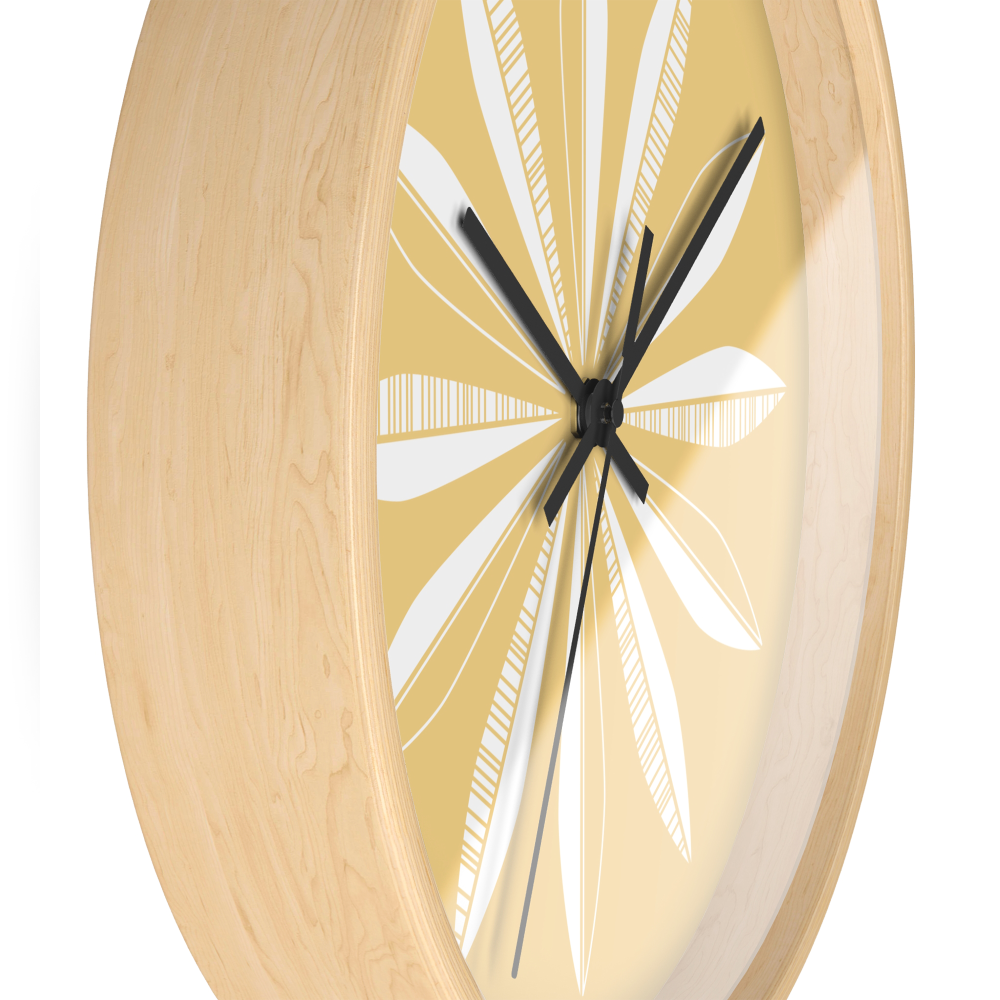Retro Feathers Wall Clock in Cantaloupe product thumbnail image Retro Feathers Wall Clock in Cantaloupe product thumbnail image