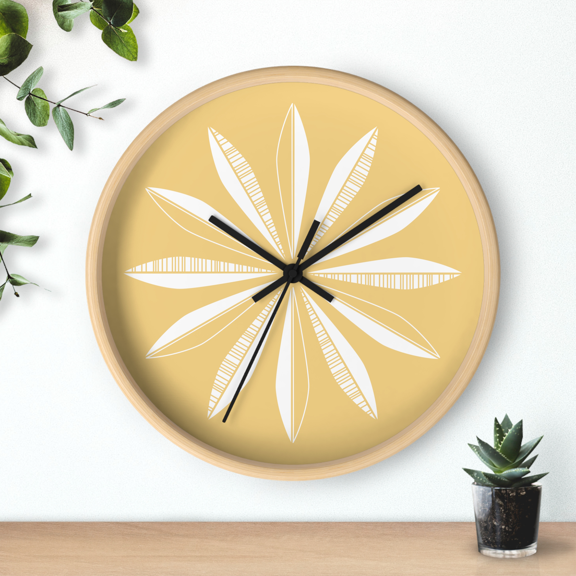 Retro Feathers Wall Clock in Cantaloupe product thumbnail image Retro Feathers Wall Clock in Cantaloupe product thumbnail image