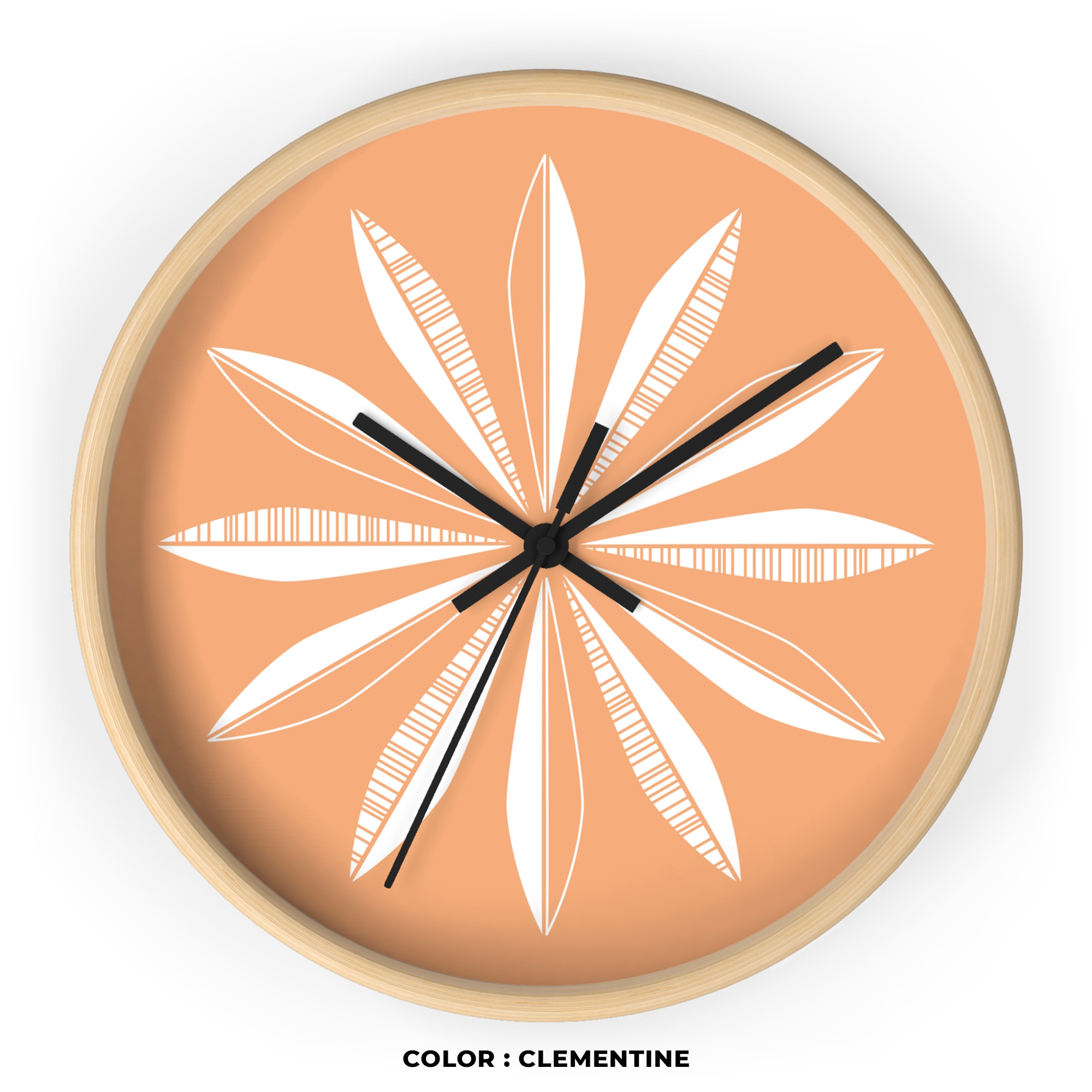 Retro Feathers Wall Clock in Clementine product thumbnail image Retro Feathers Wall Clock in Clementine product thumbnail image