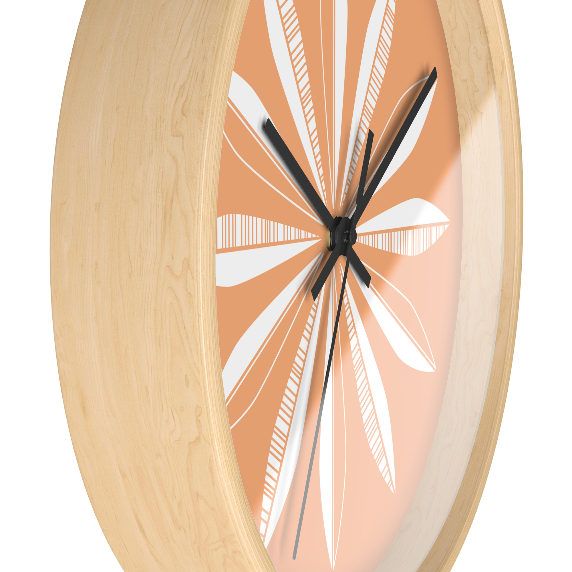 Retro Feathers Wall Clock in Clementine product thumbnail image Retro Feathers Wall Clock in Clementine product thumbnail image