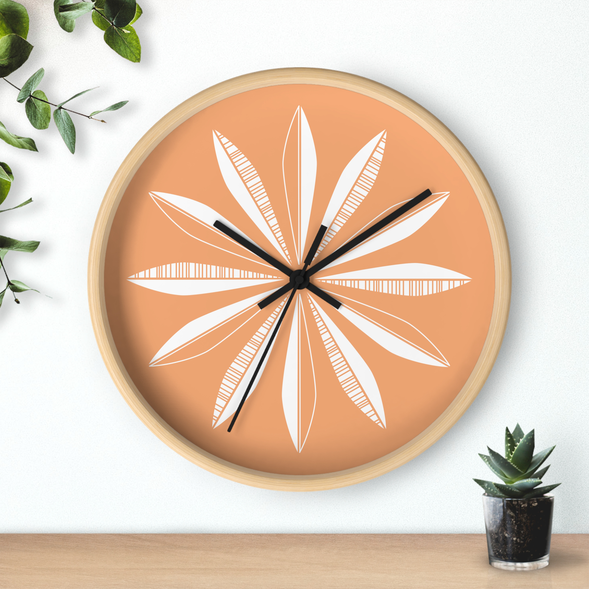 Retro Feathers Wall Clock in Clementine product thumbnail image Retro Feathers Wall Clock in Clementine product thumbnail image