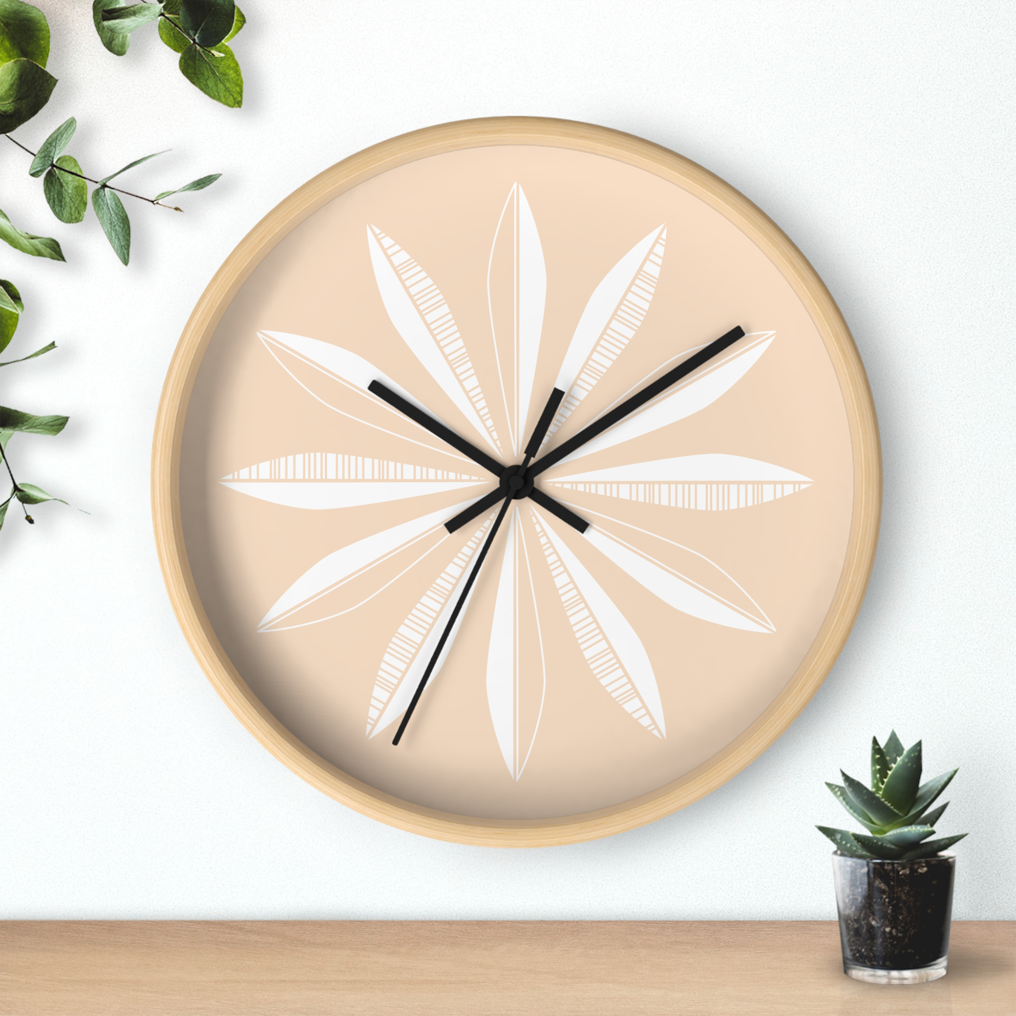 Retro Feathers Wall Clock in Scallop product thumbnail image Retro Feathers Wall Clock in Scallop product thumbnail image