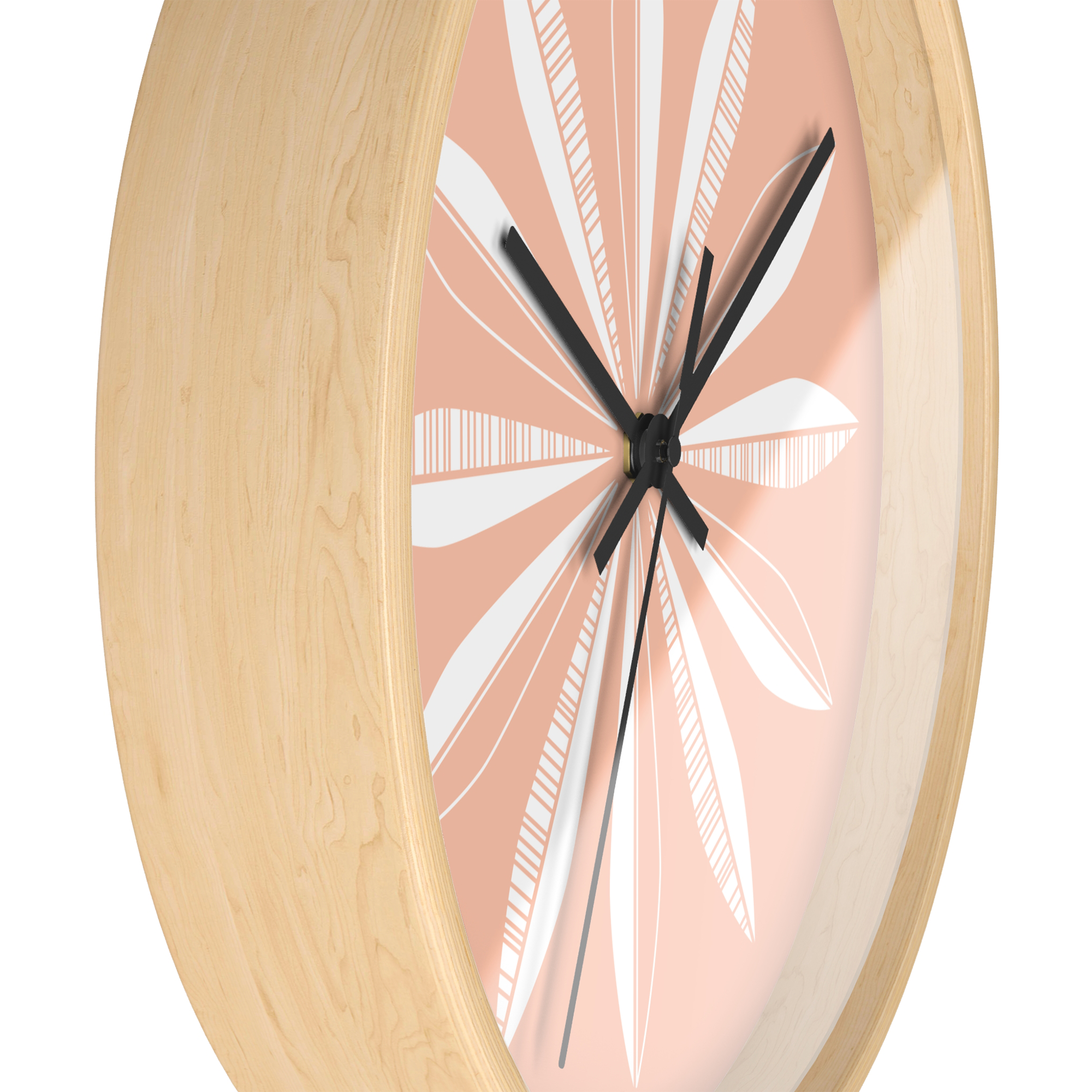 Retro Feathers Wall Clock in Peach product thumbnail image Retro Feathers Wall Clock in Peach product thumbnail image