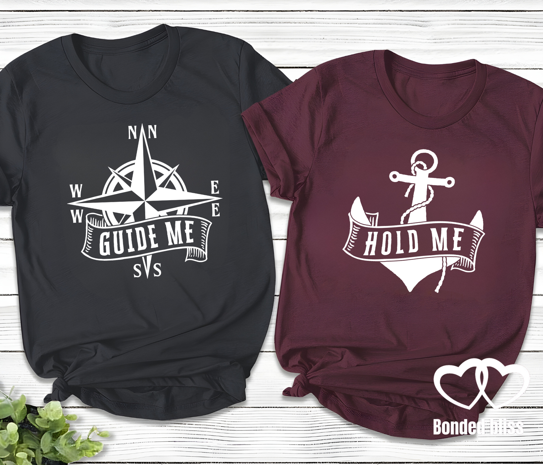 Guide & Hold Me: Nautical-Themed Couples T-Shirt Set Guide & Hold Me: Nautical-Themed Couples T-Shirt Set