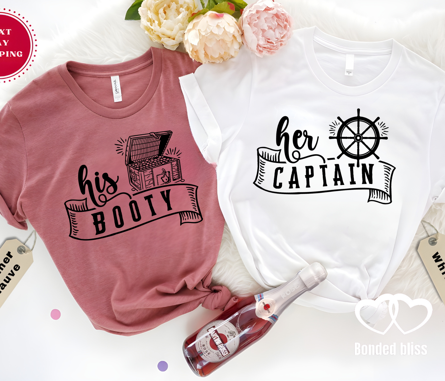 His Booty & Her Captain Matching Couple's T-Shirts His Booty & Her Captain Matching Couple's T-Shirts